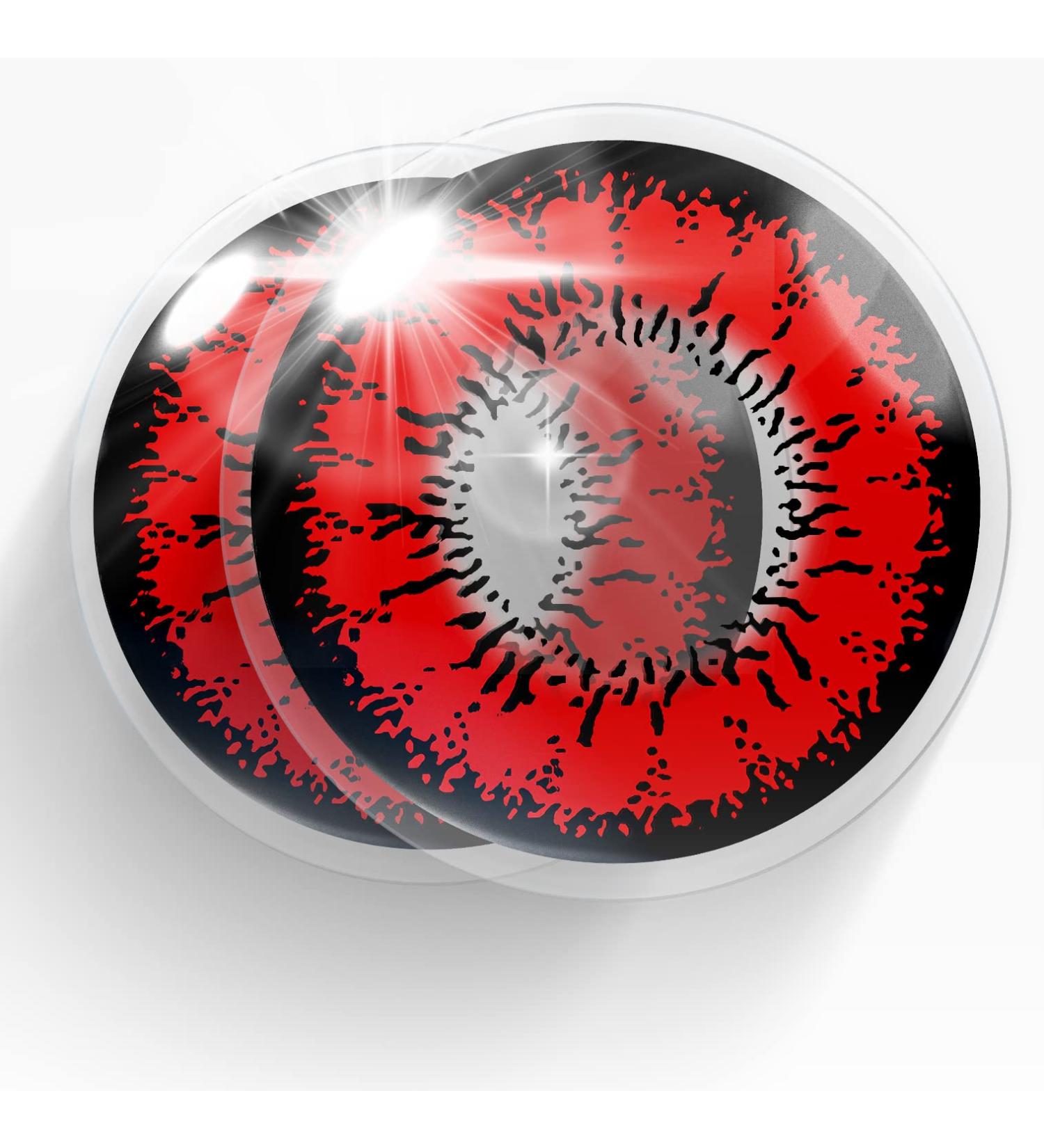 MERALENS Red Colored Contact Lenses for Halloween - Devil Vampire & Cosplay - No Prescription Needed (2 Pieces) - Buy Online on GoSupps.com