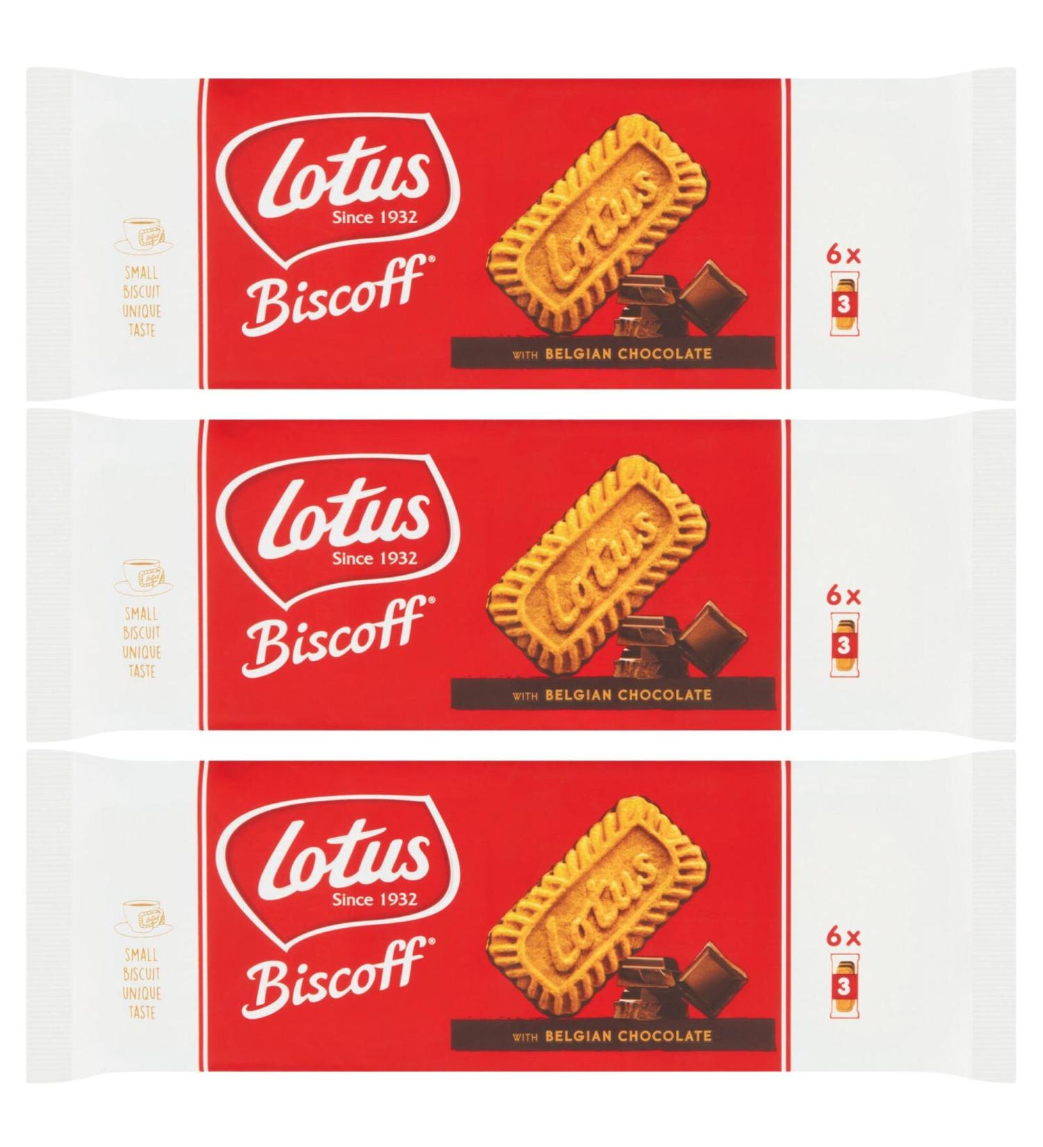Biscuits Bundle Containing Lotus Biscoff with Belgian Chocolate 132g (Pack of 3)