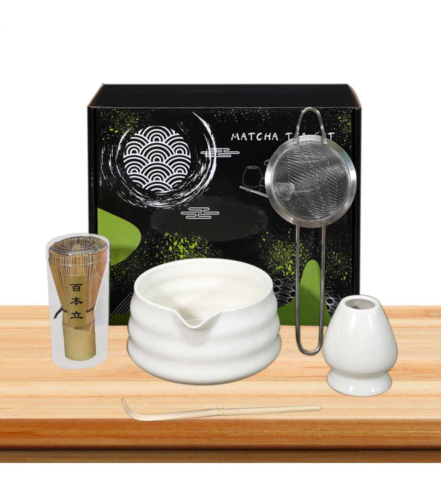 Support whisky Matcha | Kit de matcha naturel s r 5 pi ces | Kit de whisky professionnel | Kit complet d'outils pour matcha | Id al pour les amateurs de th d butants | pour les familles Blanc - Buy Online on GoSupps.com