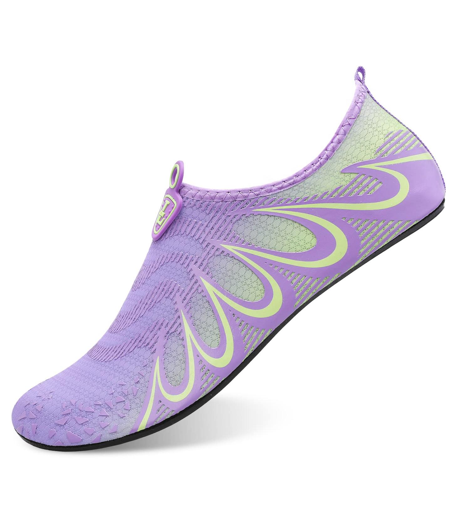 L-RUN Women/Mens Water Shoes | Aqua Socks for Run Dive Surf | Quick Drying | G Purple Green - Buy Online on GoSupps.com