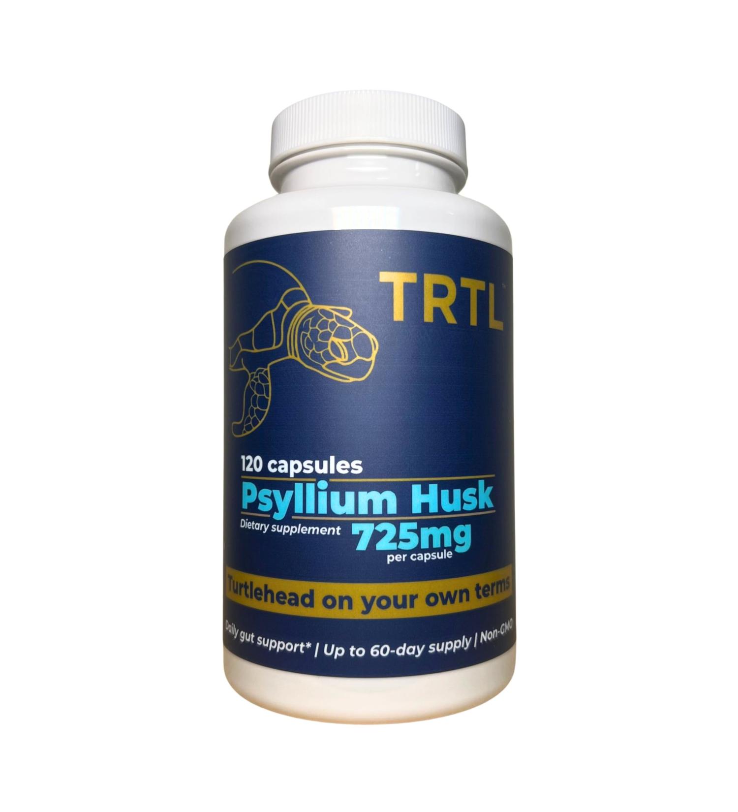 TRTL Psyllium Husk Capsules 120 ct | Fiber Supplement for Gut Health Support & Digestive Regularity | Packaged & Tested in USA Non-GMO | 2.2g Fiber per Serving - Buy Online on GoSupps.com