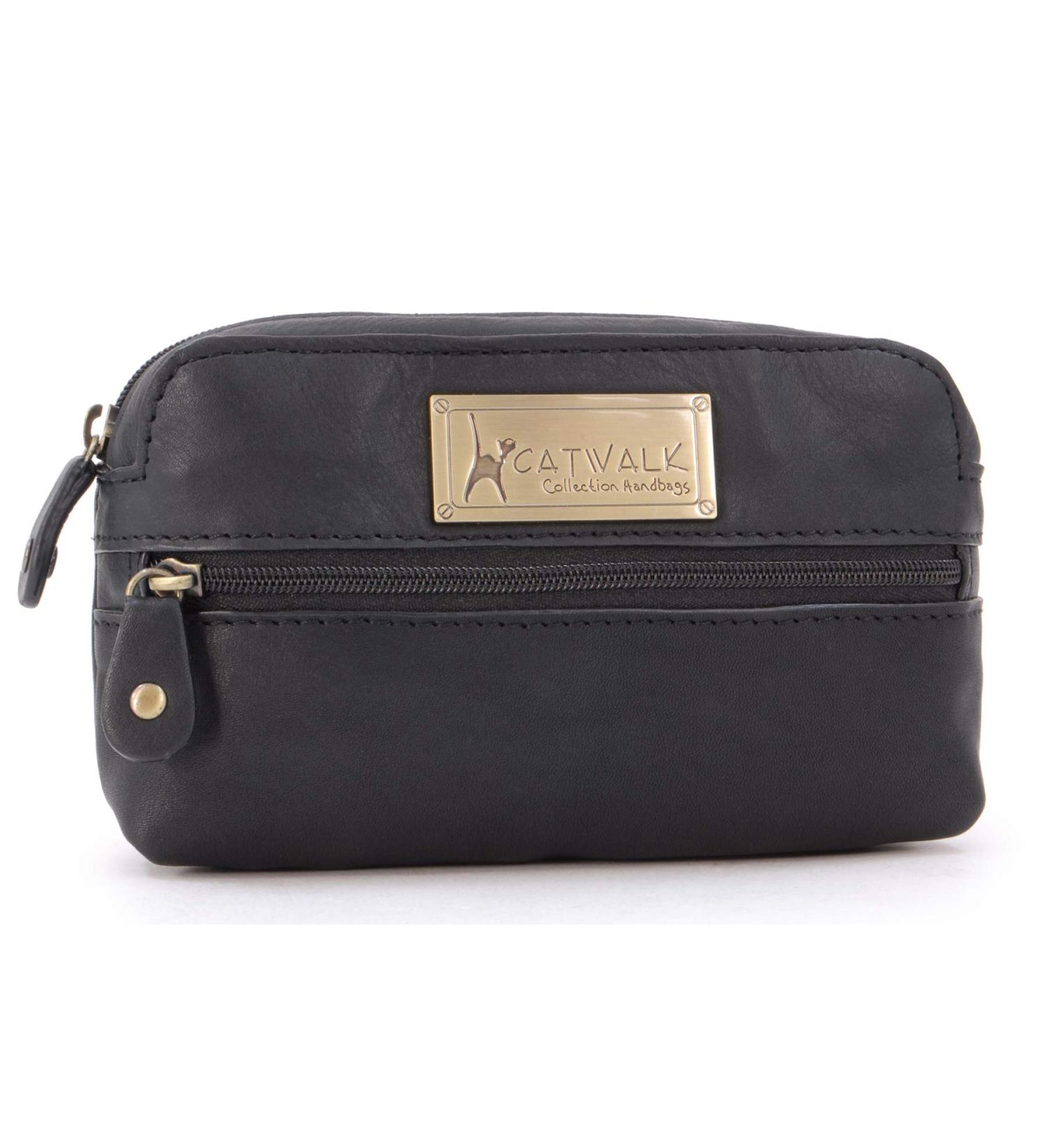 Catwalk Collection Handbags - Women's Leather Makeup Bag & Cosmetic Bag - Multifunctional Travel Bag - Savannah Black - Buy Online on GoSupps.com