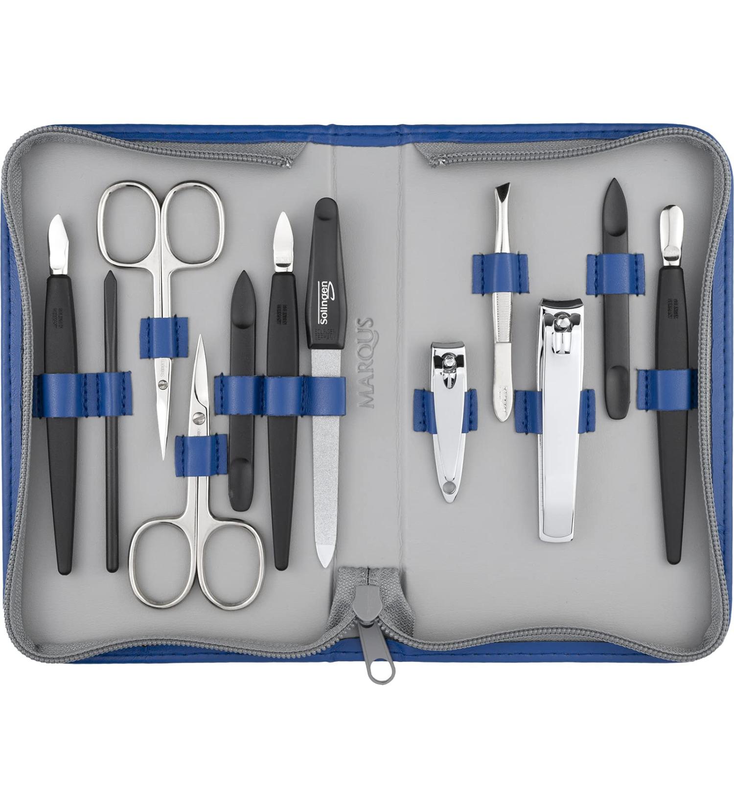 Solingen Manik r Set 12 Party | Premium Nail Set for Men & Women | Complete Manicure & Pedicure Kit in Blue Synthetic Leather Etui - Buy Online on GoSupps.com