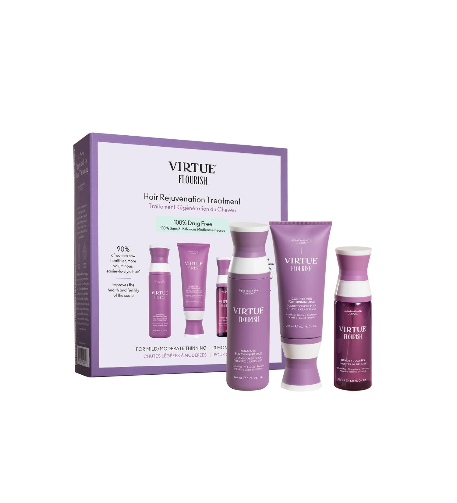 Virtue Flourish 100% Drug-Free Hair Growth Regimen - 3 Month Kit for Healthy Hair | International Shipping Available - Buy Online on GoSupps.com
