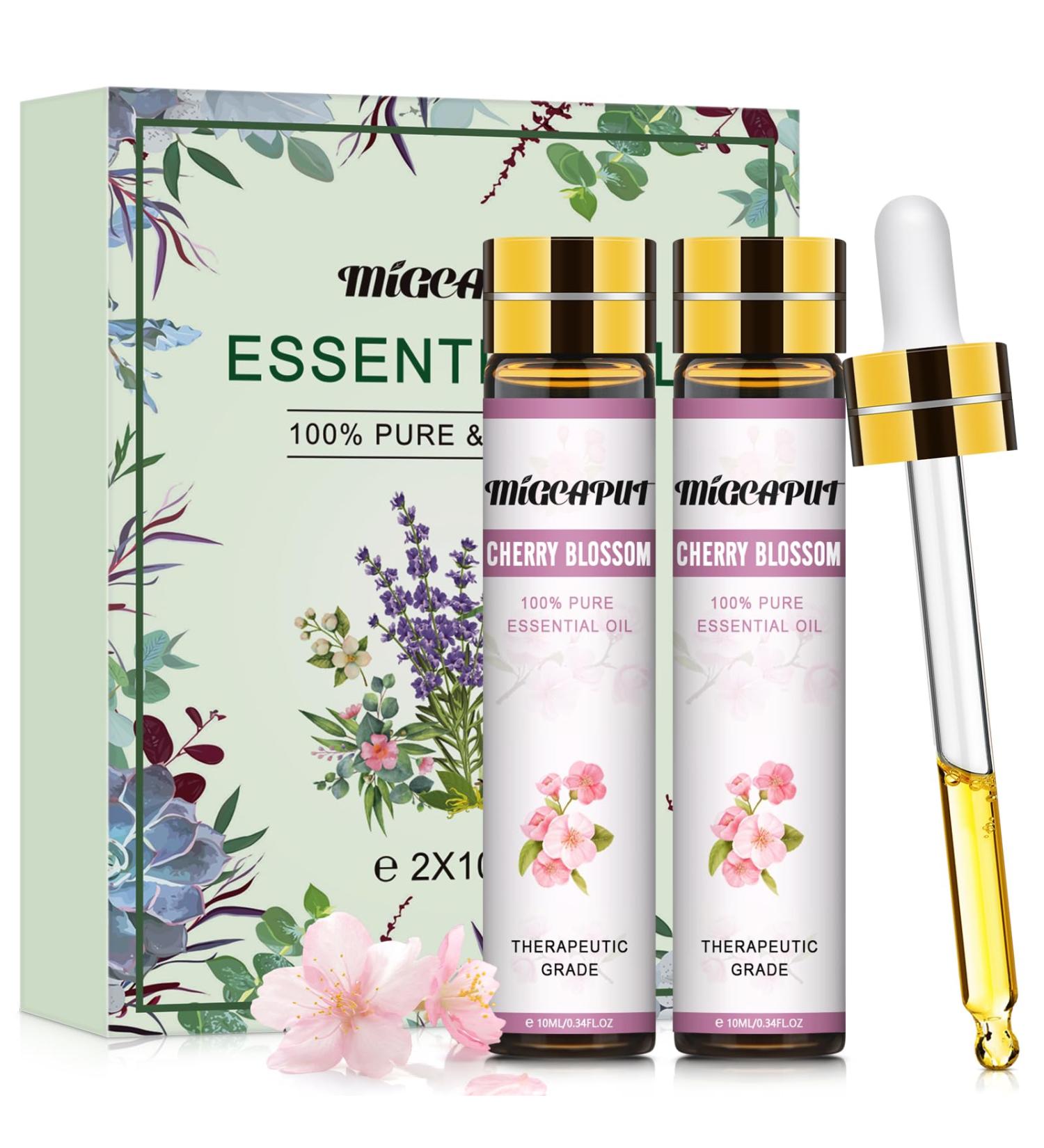 Migcaput Cherry Blossom Essential Oil - 100% Natural 2x10ml | Aromatherapy Diffuser Oils for Humidifiers Candles & Fragrance Lamps - Buy Online on GoSupps.com