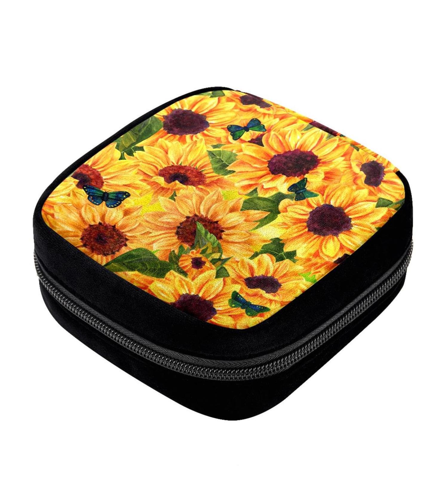 Yellow Watercolor Sunflower Period Bag | Pad Holder & Makeup Pouch - GIAPB Period Storage - Buy Online on GoSupps.com