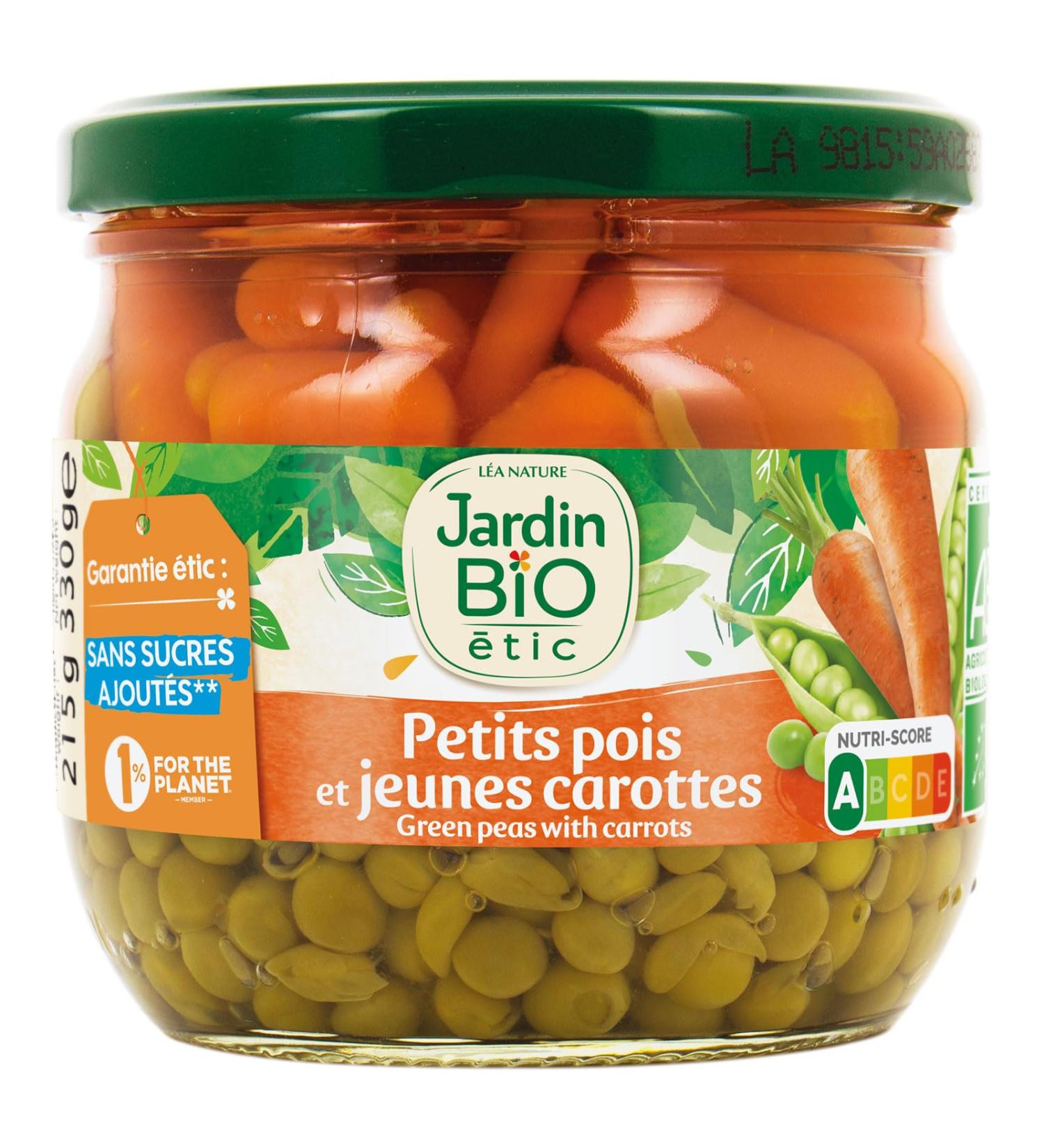 Jardin BiO tic - Peas and young carrots - organic - Salted - AB certified - 215g jar - Buy Online on GoSupps.com