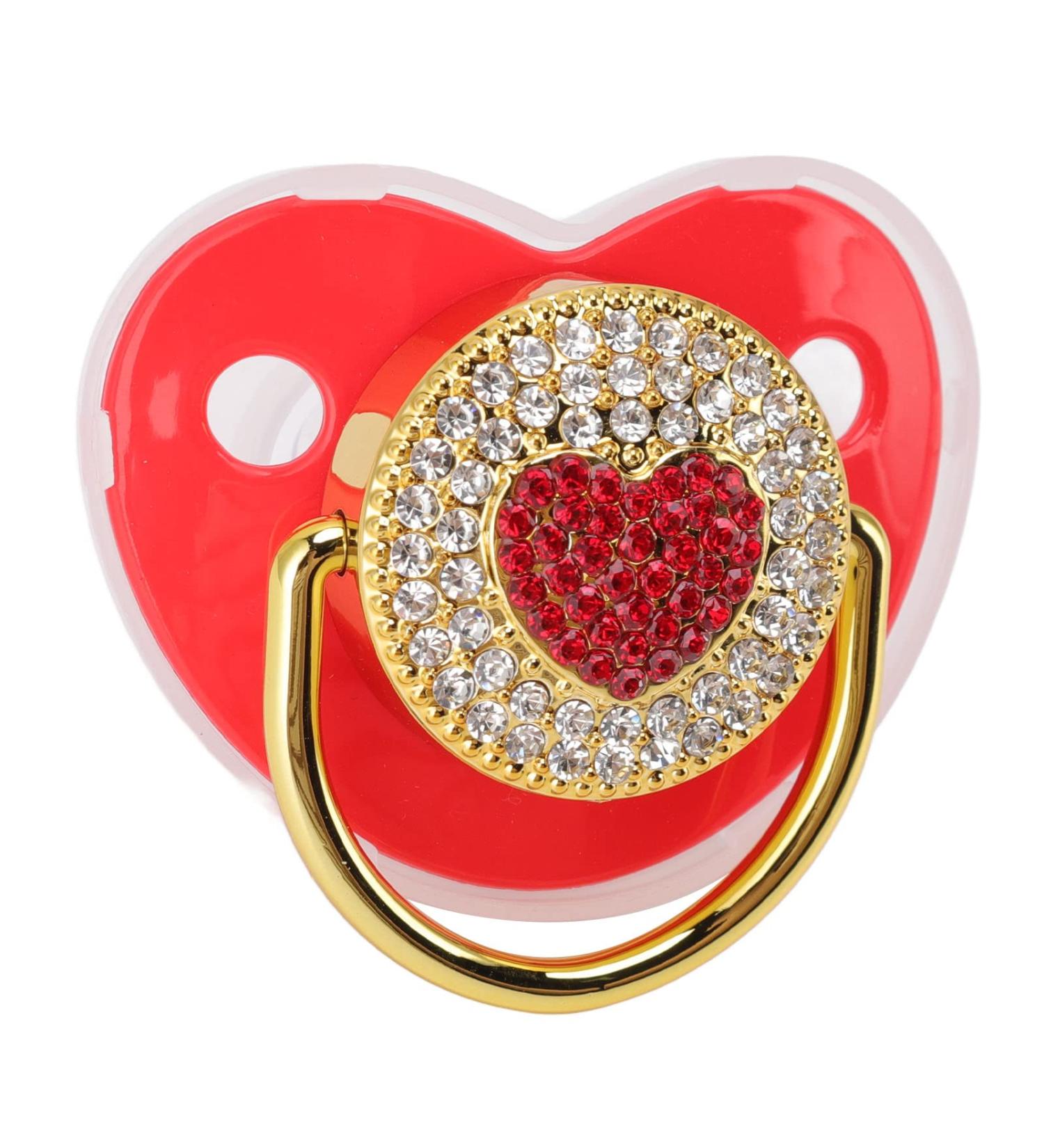 Shop Red Silicone Baby Pacifier with Rhinestones | Flexible & Safe Nipple for Home | International Shipping Available - Buy Online on GoSupps.com