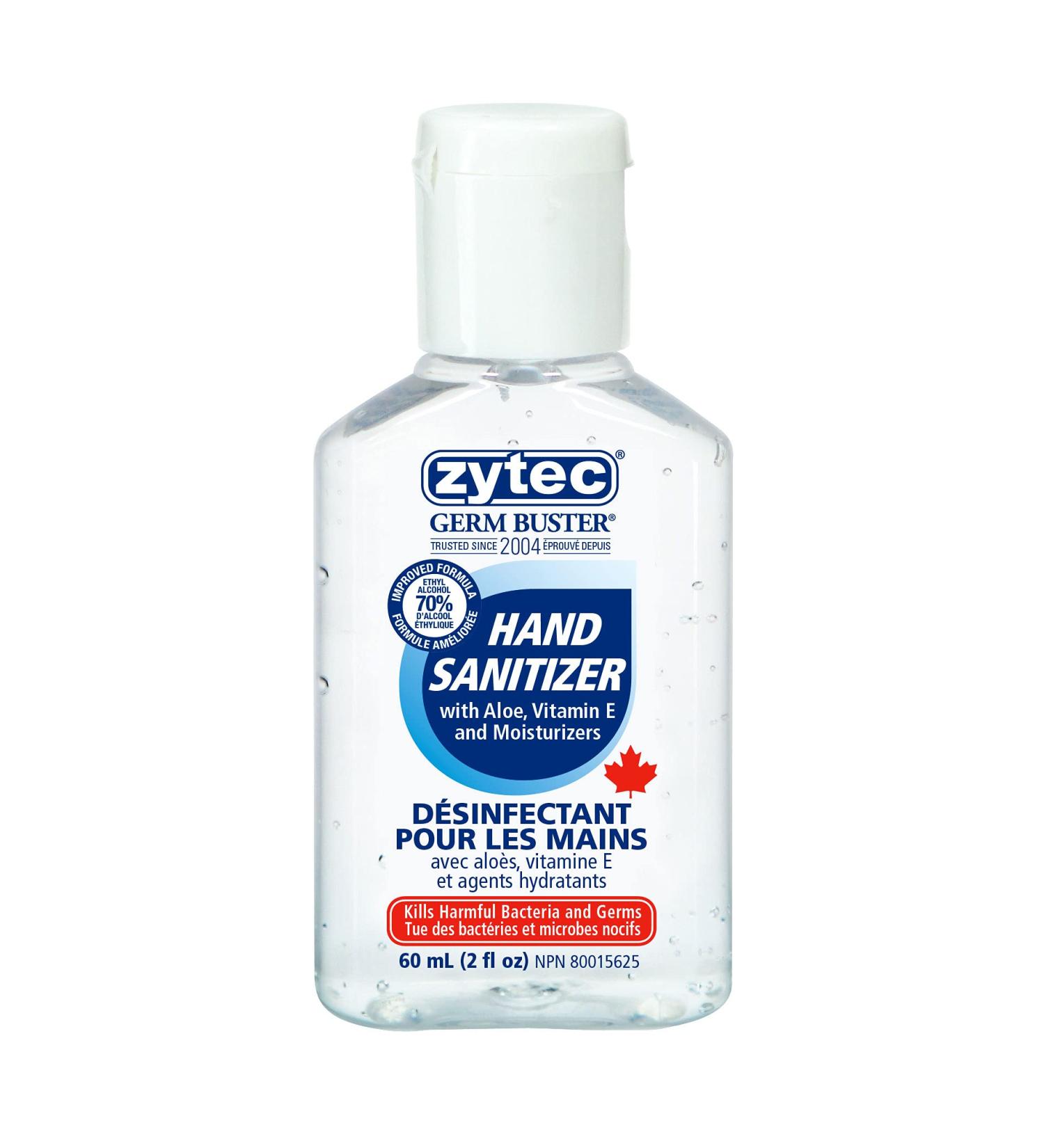 zytec Germ Buster 60ml Hand Sanitizer (Clear Gel) 70-Percent Alcohol 24 Unit Case Pack 60-Milliliters - Buy Online on GoSupps.com