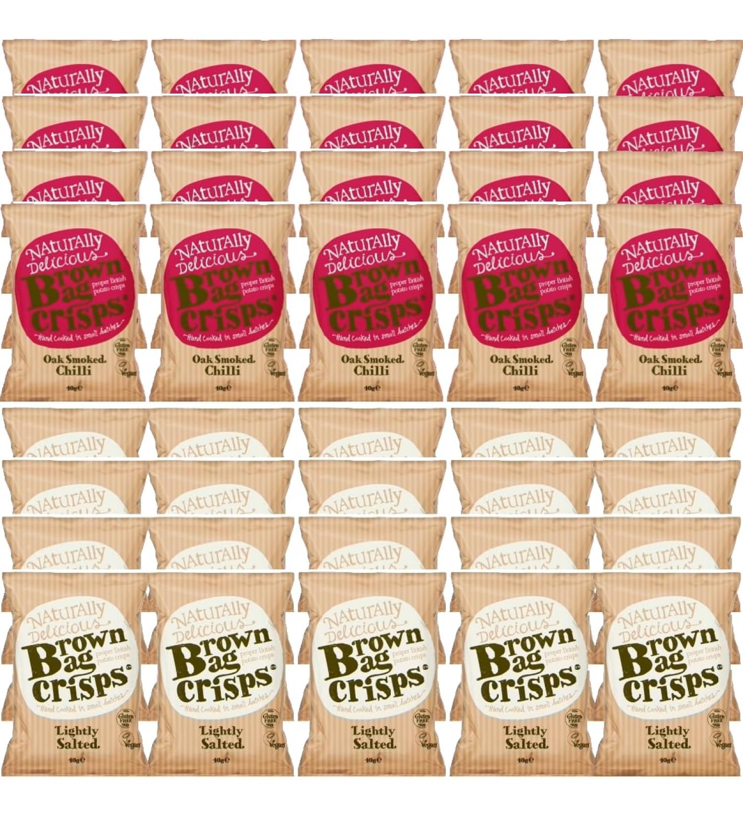 Brown Bag Oak Smoked Chilli and Lightly Salted Crisps (2 Boxes) - Buy Online on GoSupps.com