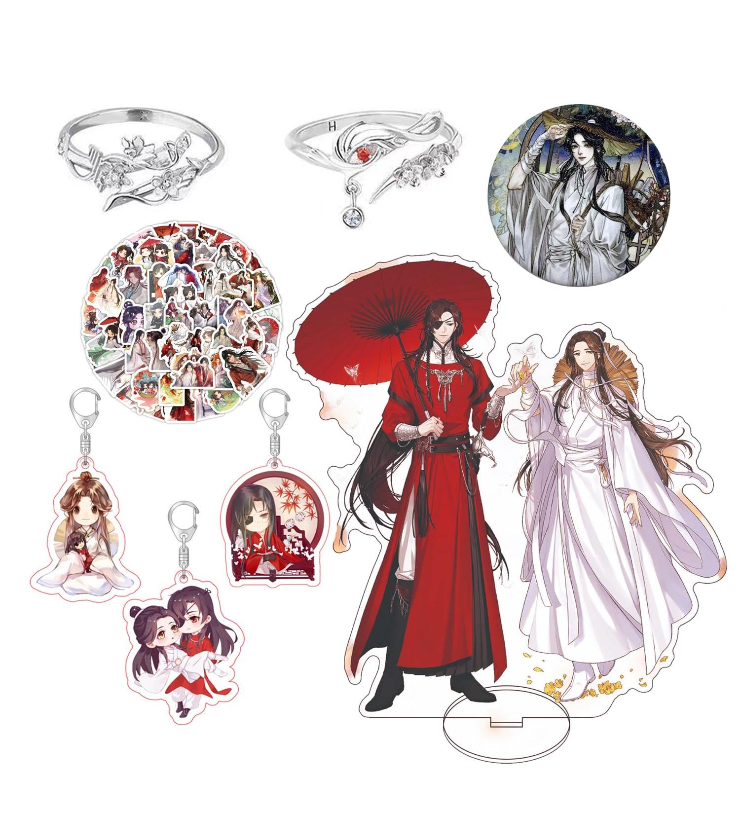Heaven Official's Blessing Cosplay Set - 17-Piece Hua Cheng & Xie Lian Accessories | Keychains Brooches Stickers - Buy Online on GoSupps.com