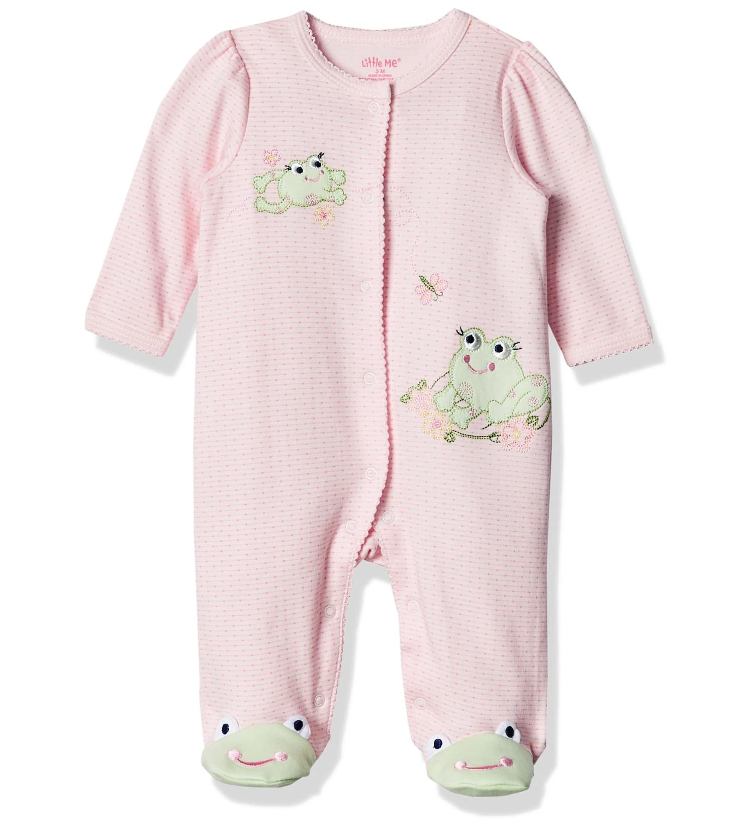 Little Me Baby Girls' Pink Footie - Size 0 Months | Soft Infant Sleepwear - Buy Online on GoSupps.com