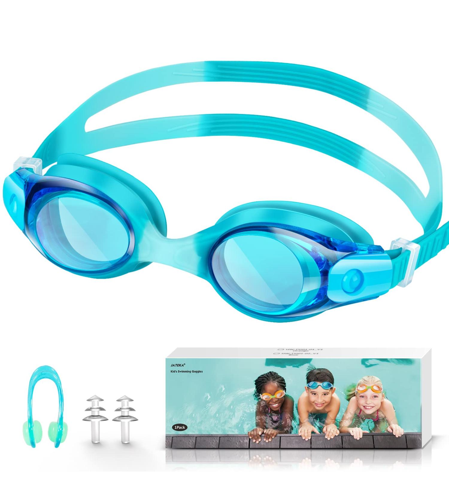 Children's Swimming Glasses | Dive Goggles for Boys & Girls | UV Protection & Leak-proof Design | Waterproof Set with Earplugs & Nasal Clip - Blue - Buy Online on GoSupps.com
