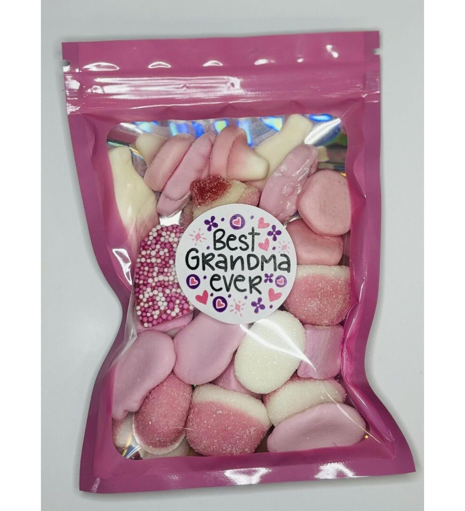 Best Grandma Ever Pink Filled Pick N Mix Sweet Treat Pouch Birthday Present Gift Mothers Day 100g - Buy Online on GoSupps.com