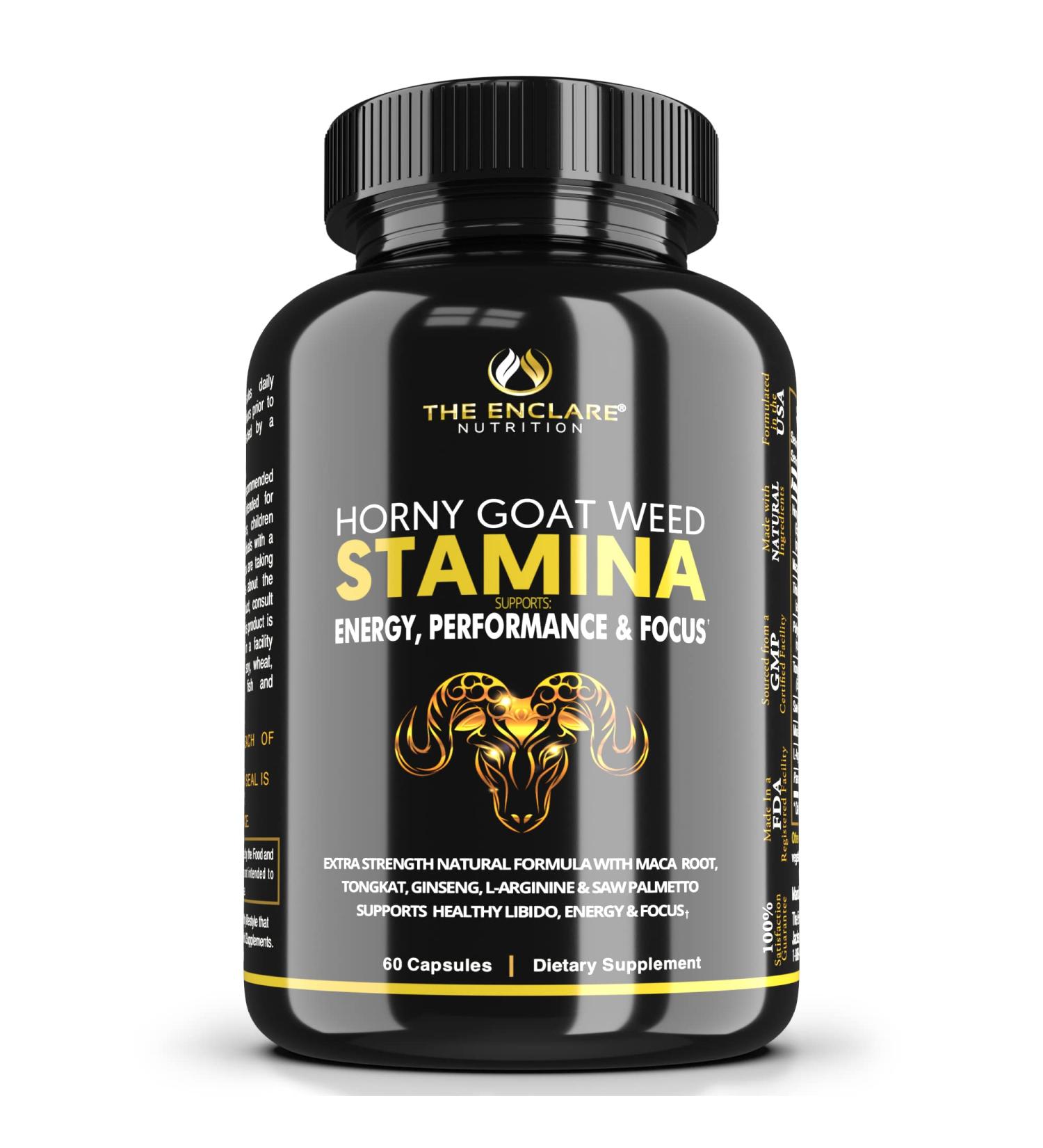Premium Horny Goat Weed Extract with Maca Root, L-Arginine, Tongkat, Ginseng & Saw Palmetto - 1000mg Epimedium Icariins for Immunity, Stamina & Energy - Performance Herbal Supplement for Men & Women - Buy Online on GoSupps.com