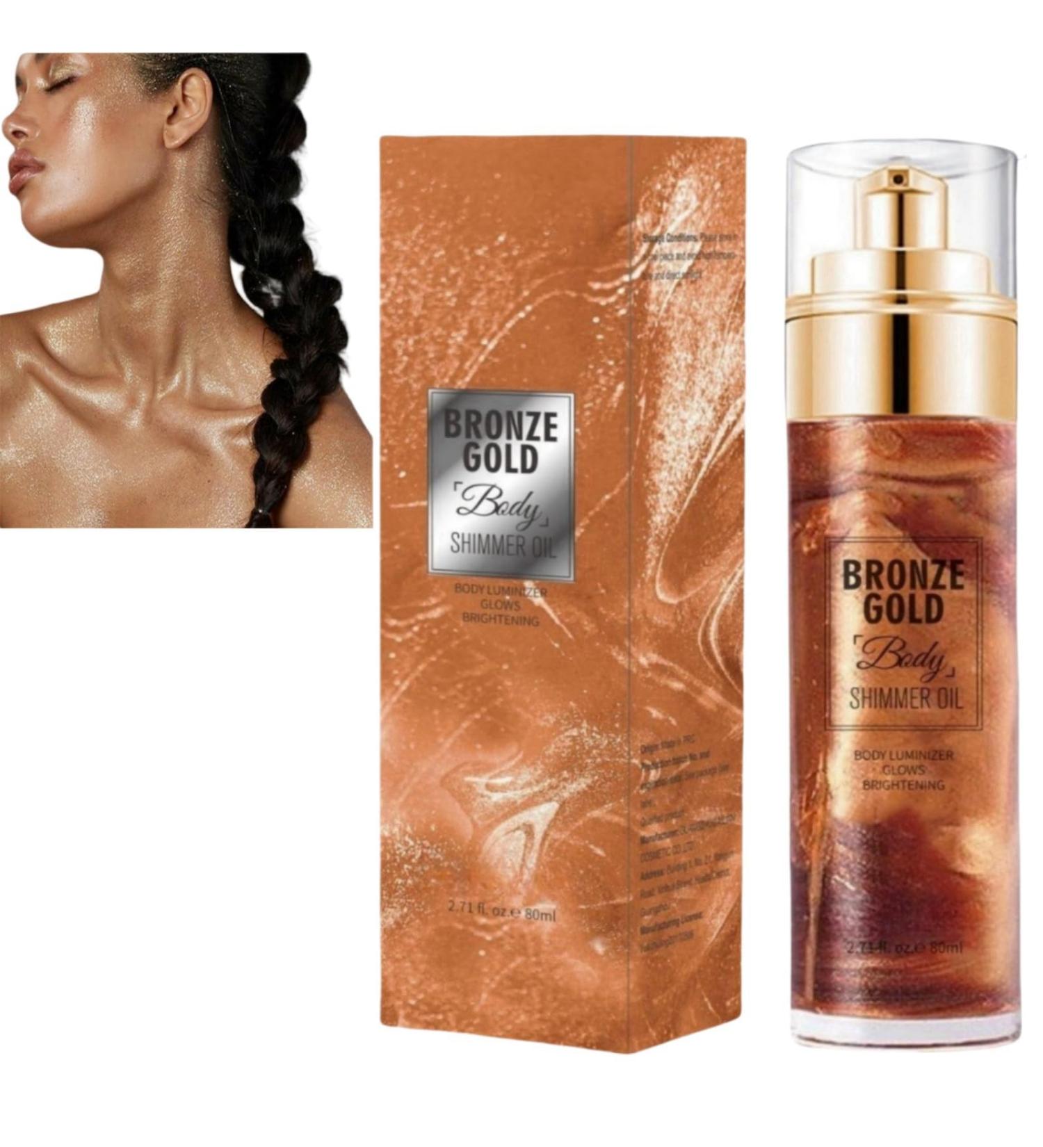 Body Shimmer Oil Waterproof Gold Bronze Body Glow Liquid Non-Sticky Face and Body Glow Shimmer Body Liquid Luminizer Highlighter Shimmering Body Oil Glitter Body Lotion Shimmer Moisturiser 80ml - Buy Online on GoSupps.com