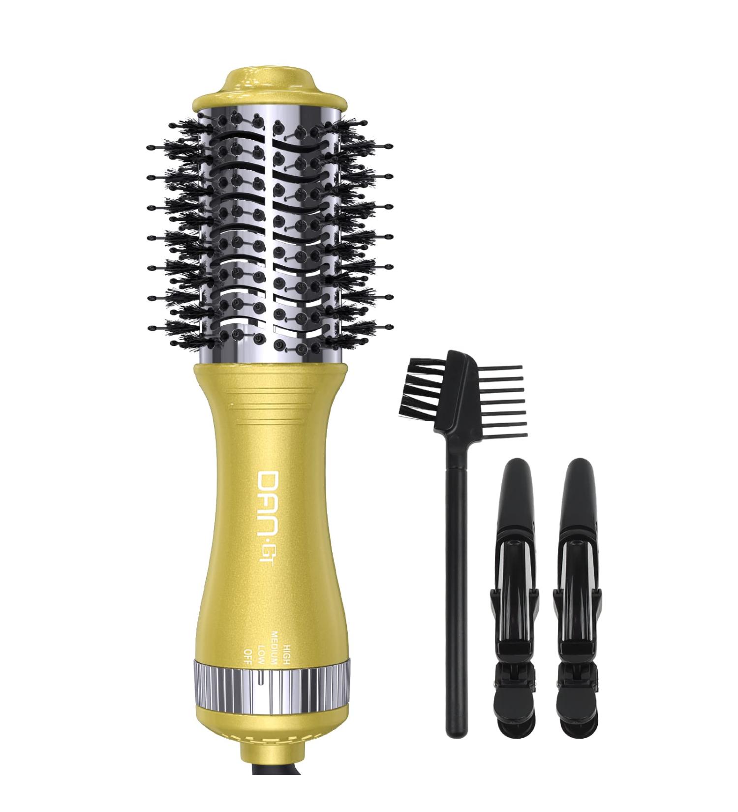 Portable 4-in-1 Travel Hair Dryer Brush with Titanium Barrel - 3 Temp Settings, Frizz-Free Styling Tool for All Hair Types - Buy Online on GoSupps.com
