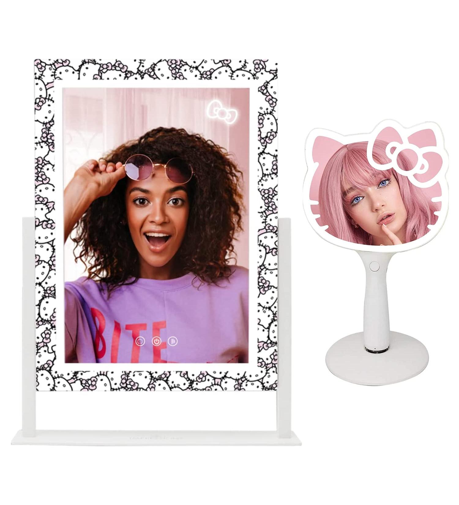 Hello Kitty Light Up Mirror Set - Tri Tone LED Makeup & Handheld Mirror (White) - Buy Online on GoSupps.com
