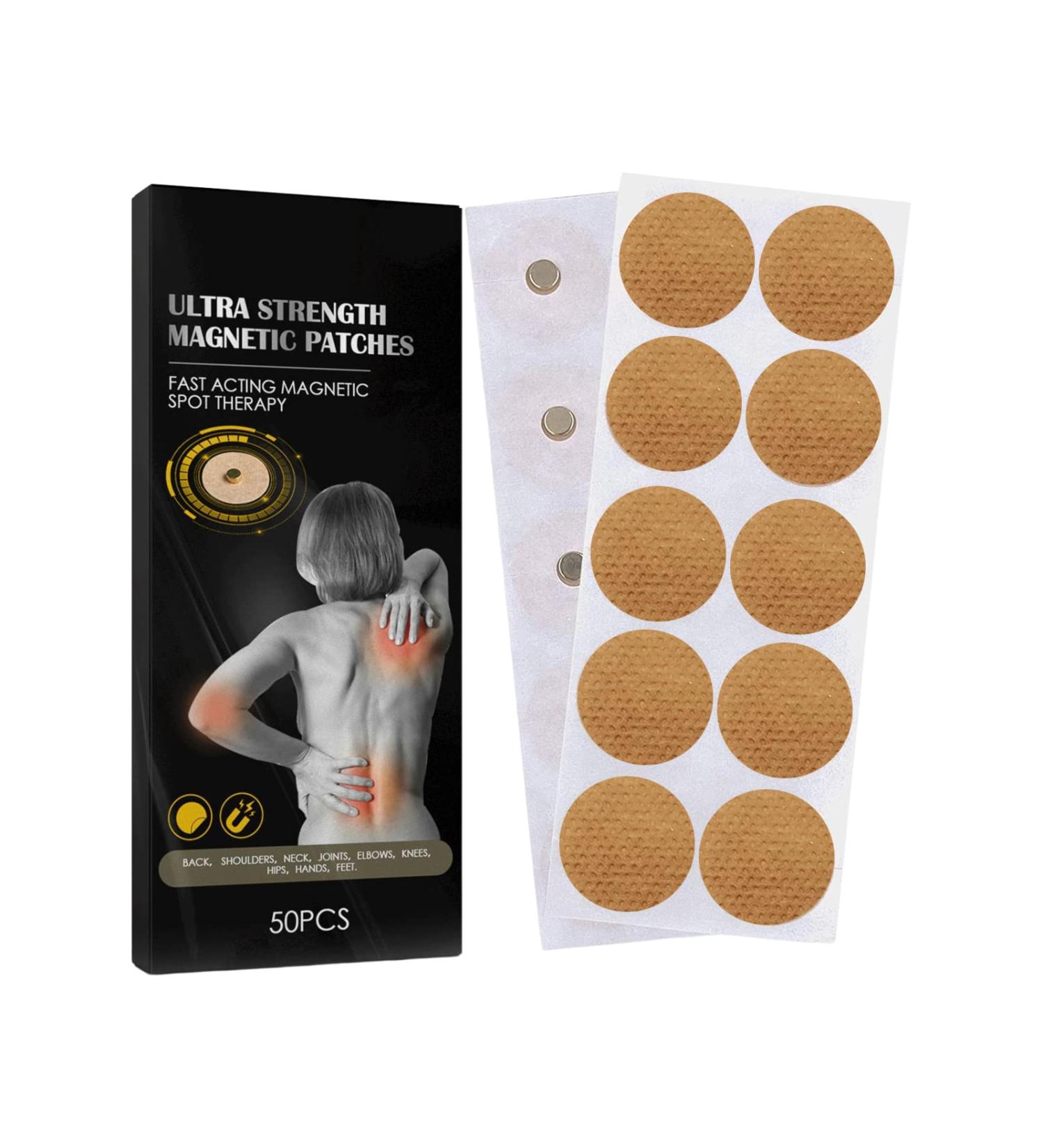 50 Magnetic Acupressure Patches - 600 Gauss Pain Relief Stickers for Back Shoulders Neck & Body - Buy Online on GoSupps.com