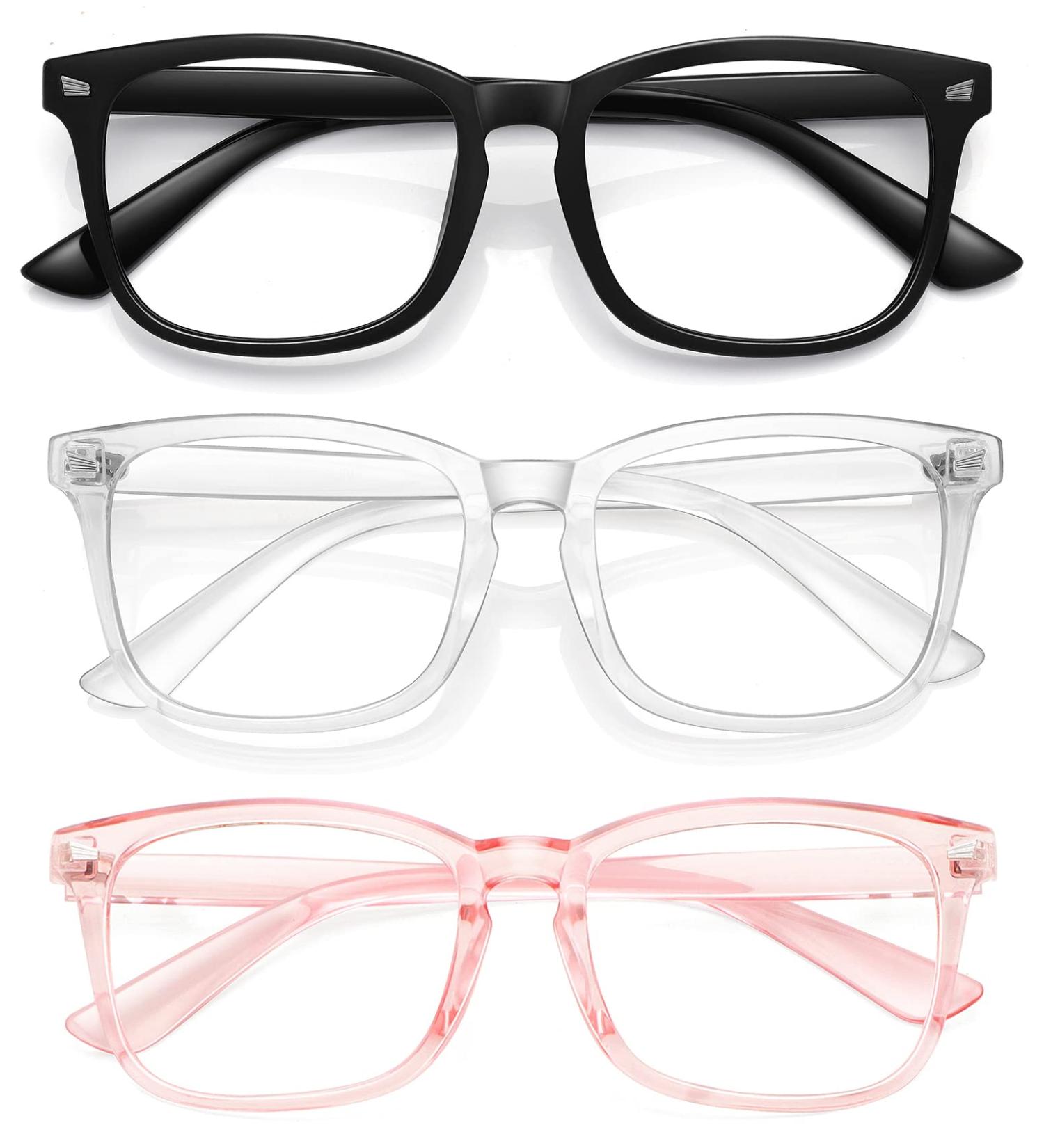Buy Unisex Blue Light Filter Glasses - Nerd Style Non-Prescription Clear Lens in Black Clear and Pink - Buy Online on GoSupps.com