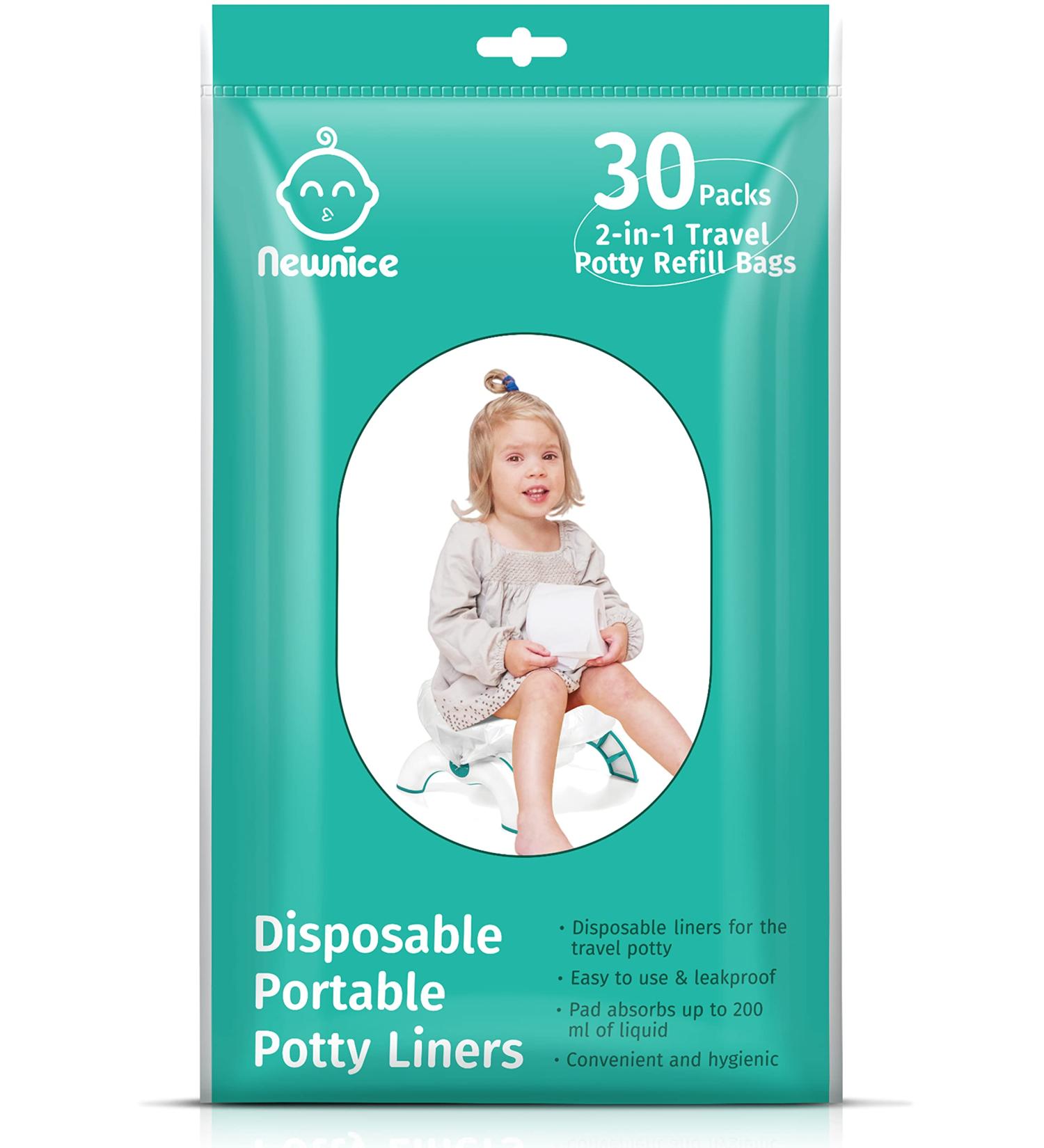 Newnice 30 Packs Potty Liners Disposable with 200ML Absorbent Pads  Travel Potty Refill Bags Compatible with OXO Tot  Portable Potty Chair Liners  Universal Training Toilet Seat Bags for Kids Toddlers 6.8 Ounce(1 Pack) 30.0 - Buy Online on GoSupps.com