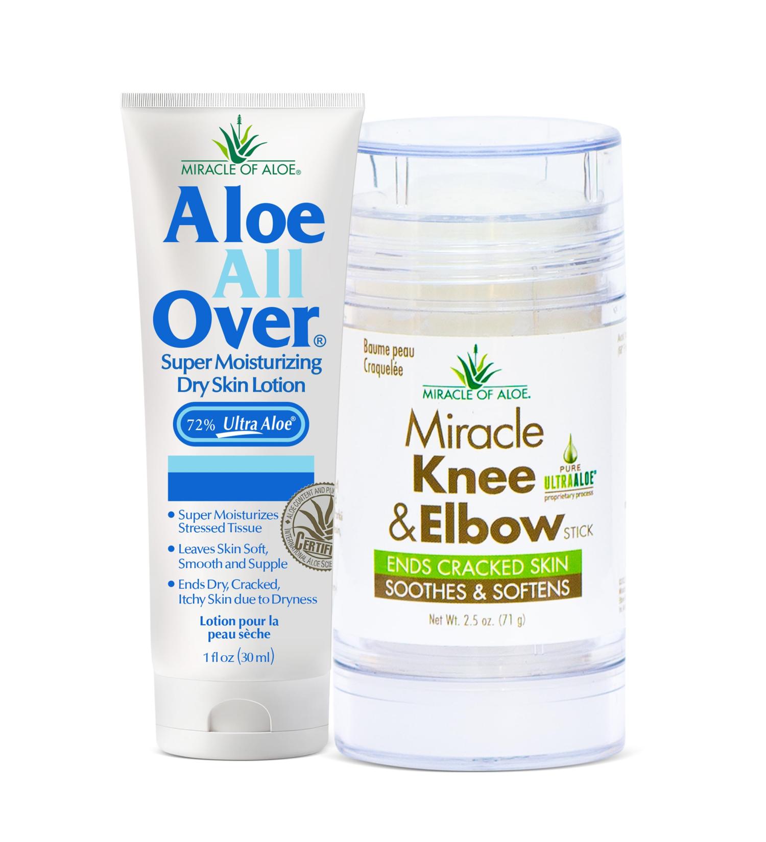 Knee & Elbow Stick 2.5 Oz + Aloe All Over Moisturizing Lotion 1 Oz Hydration Combo Pack Heals & Hydrates Dry Cracked Skin Enriched with 72% UltraAloe & Essential Oils 3.5 Fl Oz (Pack of 1) - Buy Online on GoSupps.com