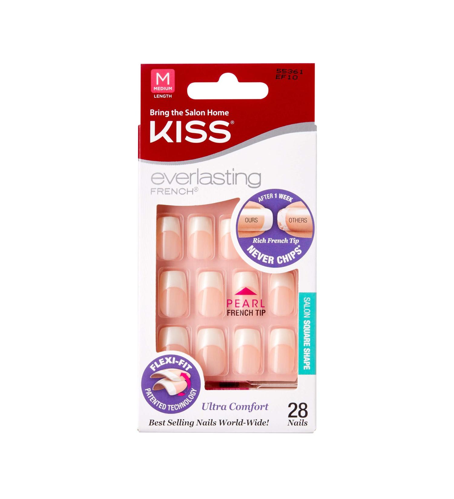 Kiss Everlasting French Nails 28 Count (2 Pack EF10) - Long-Lasting Nail Designs - Buy Online on GoSupps.com