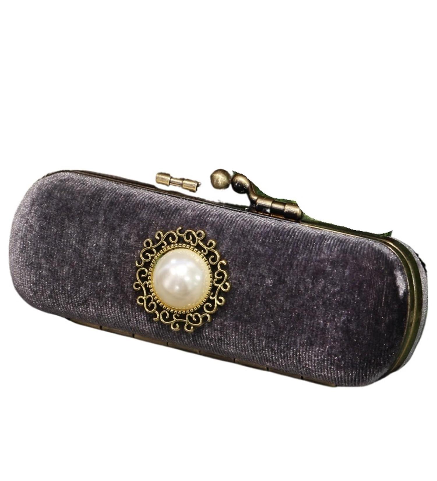 AOEGBY Lipstick Case Portable Exquisite Velvet Lipstick Organizer Vintage Copper Beads Protect Lipstick Jewelry(Sliver Gray) - Buy Online on GoSupps.com