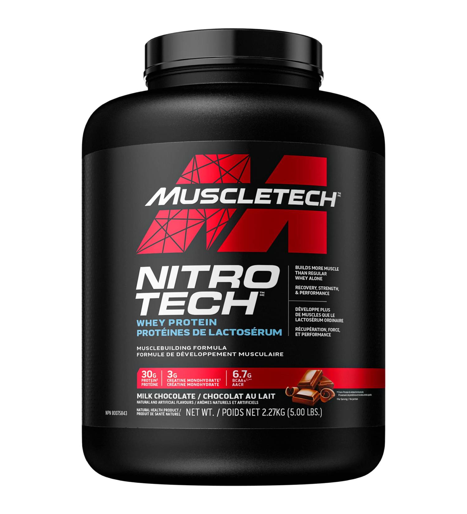 MuscleTech Whey Protein Powder MuscleTech Nitro-Tech Whey Protein Whey Isolate & Peptides Protein Powder Muscle Builder for Men & Women Lean Protein Powder for Muscle Gain 5 lbs (50 Servings) Milk Chocolate 2.27 kg (Pack of 1) Milk Chocolate 50 Servings ( - Buy Online on GoSupps.com