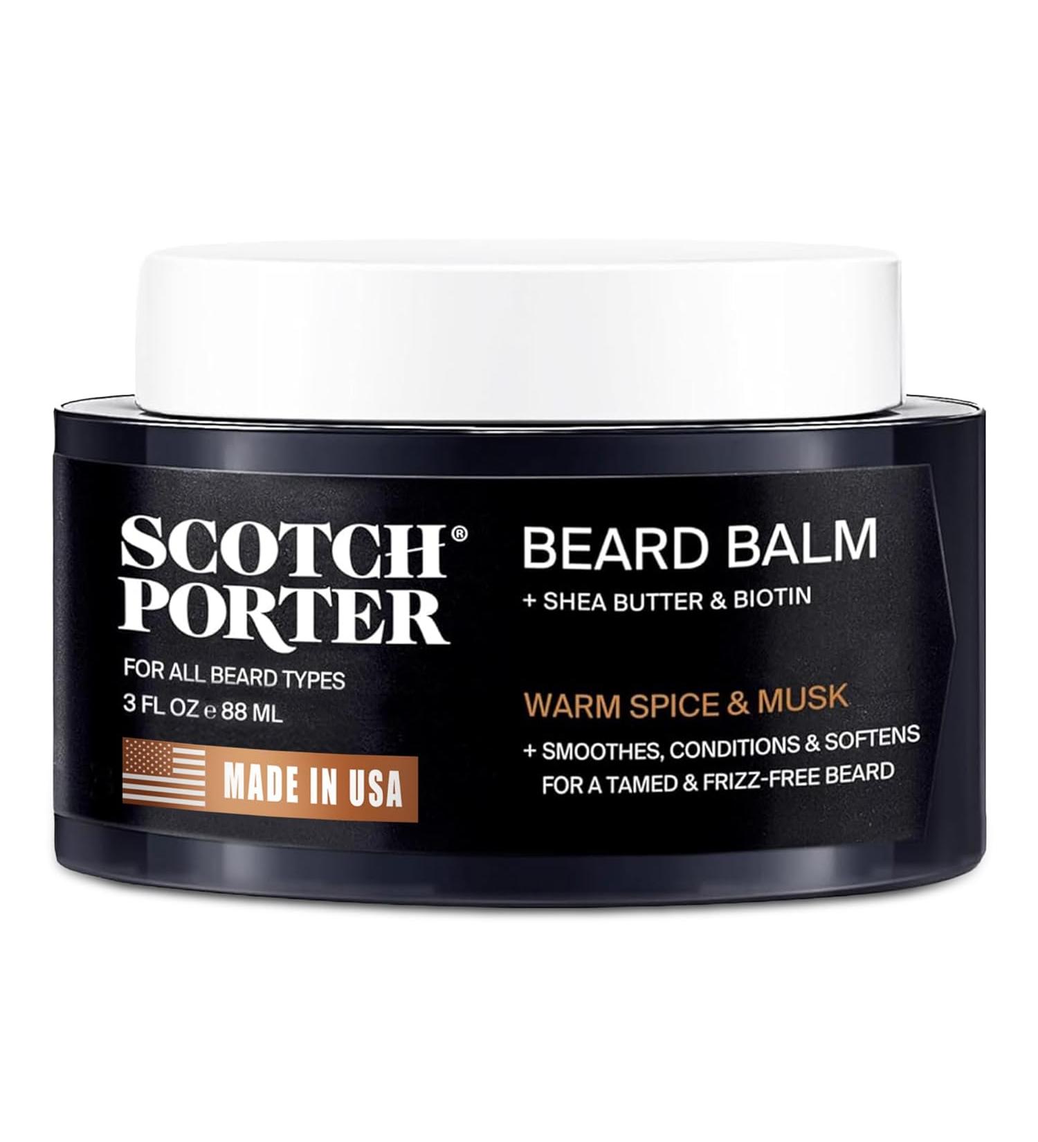 Scotch Porter Beard Balm for Men - Hydrating, Smoothing, & Shine-Enhancing Formula - Paraben, Sulfate, & Silicone-Free - Vegan - 3oz - Buy Online on GoSupps.com