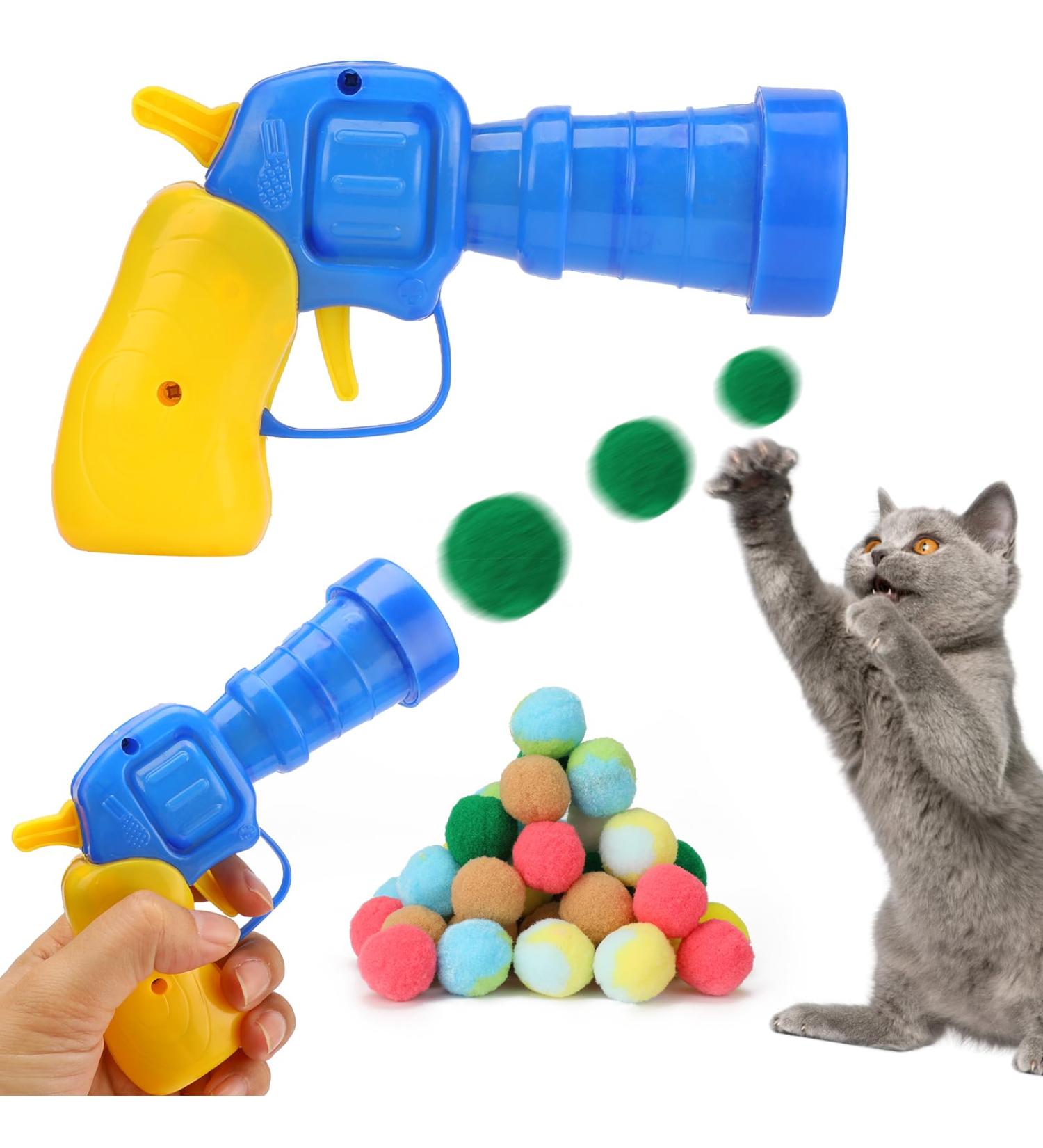 Buy Wllhyf 50-Piece Cat Toy Ball Set with Noiseless Thrower - Interactive Indoor Soft Plush Toys for Cats & Kittens - Buy Online on GoSupps.com