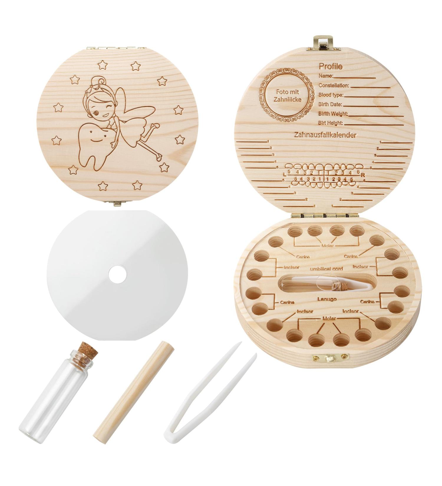 Personalized Tooth Box for Boys & Girls | Milk Tooth Jar with Tweezers | Perfect Baby Gift | 12.5x12x2.9cm - Buy Online on GoSupps.com