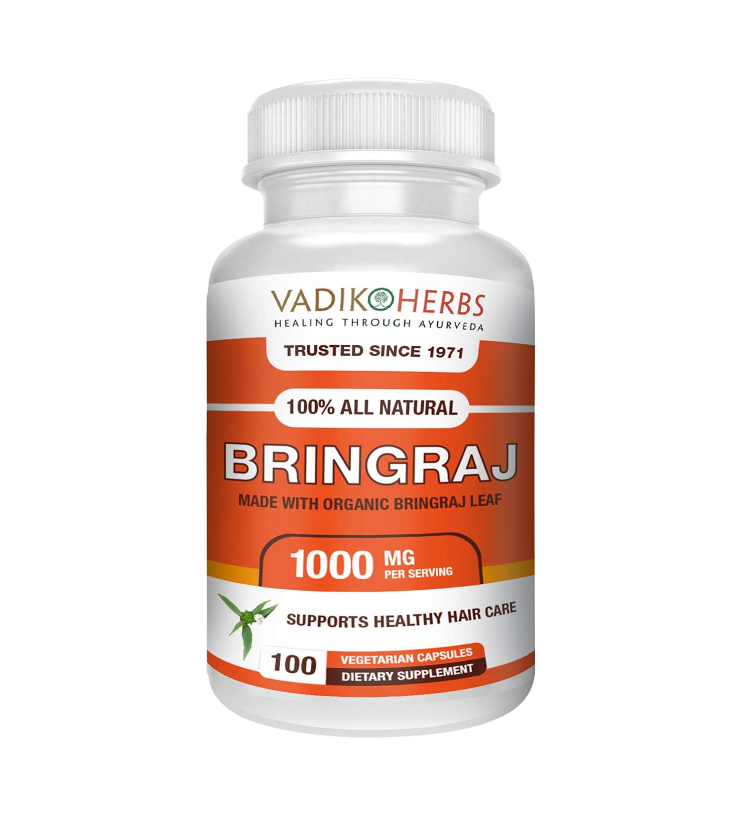 Vadik Herbs Organic Bhringraj Powder 100 Vegicaps | Promotes Healthy Hair Growth - Buy Online on GoSupps.com