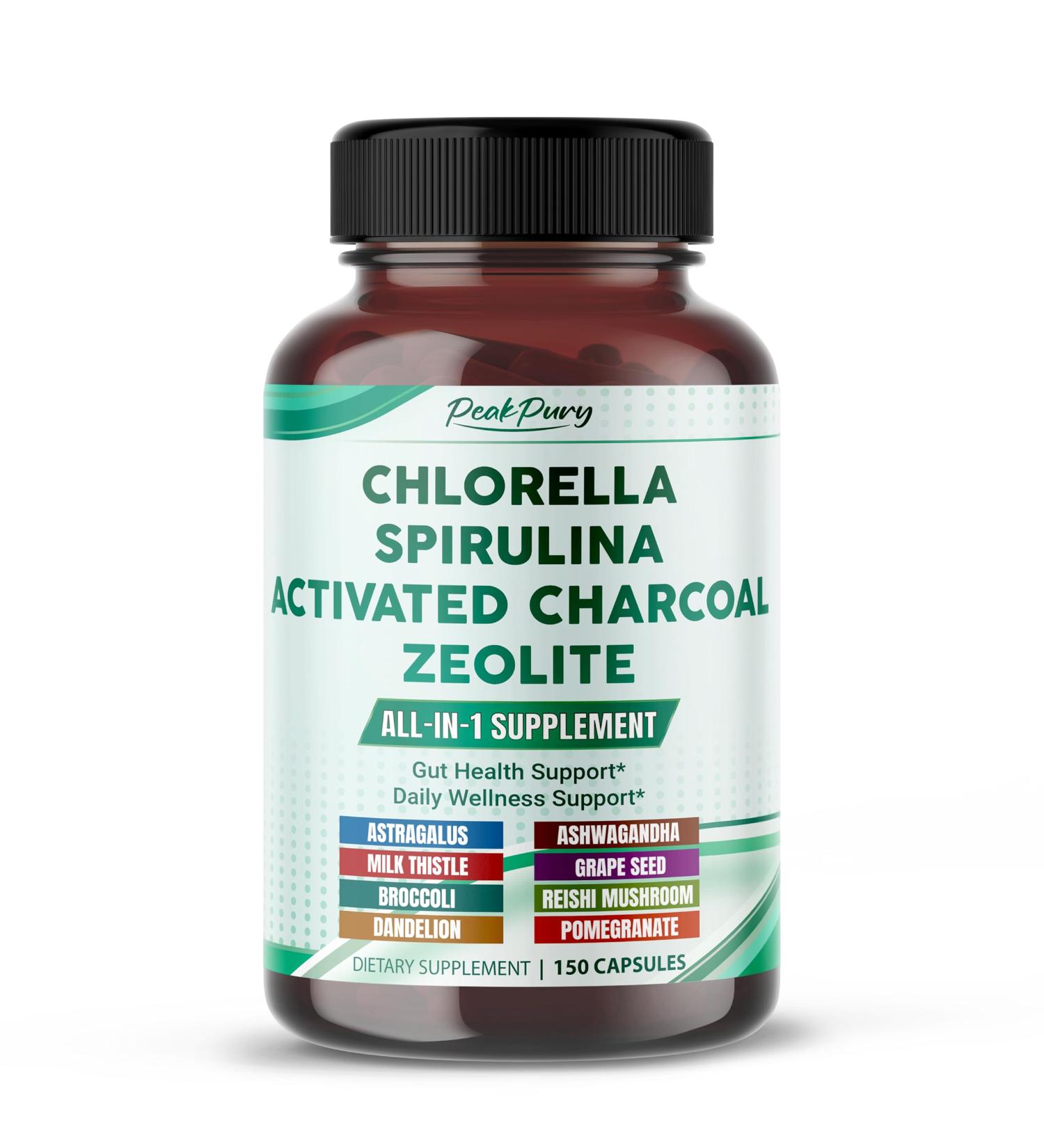 Ultra All-in-1 Chlorella Spirulina Activated Charcoal & Zeolite Natural Detox Immune & Vitality Support 150 Capsules 150 count (pack of 1) - Buy Online on GoSupps.com