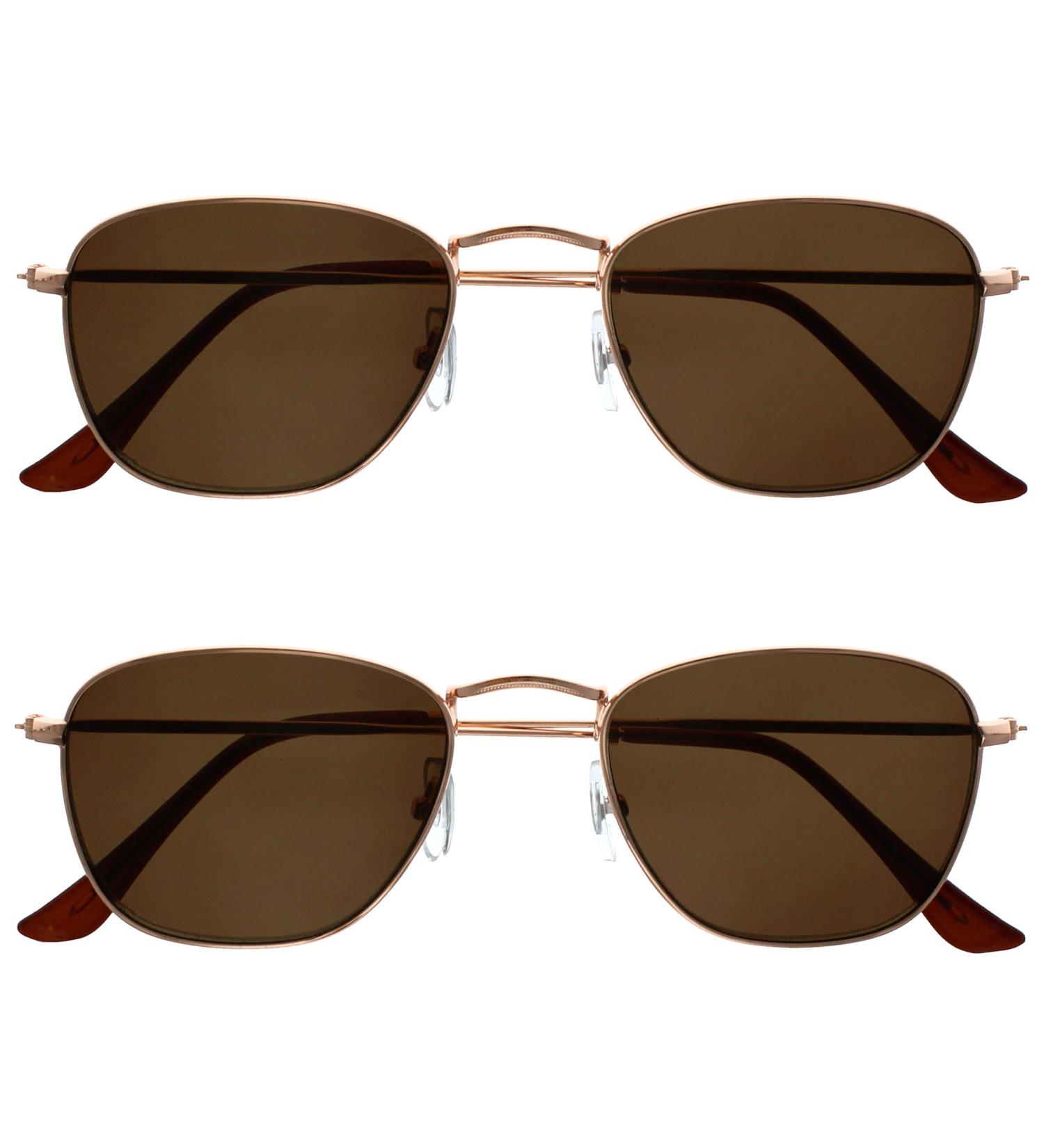 Opulize Sky Sun Readers Glasses 2 Pack - Thin Edge Metal Frame Scratch-Resistant Tinted Lens UV400 Protection - Classic Shape for Men & Women - +2.50 Diopters in Ros Gold - Buy Online on GoSupps.com