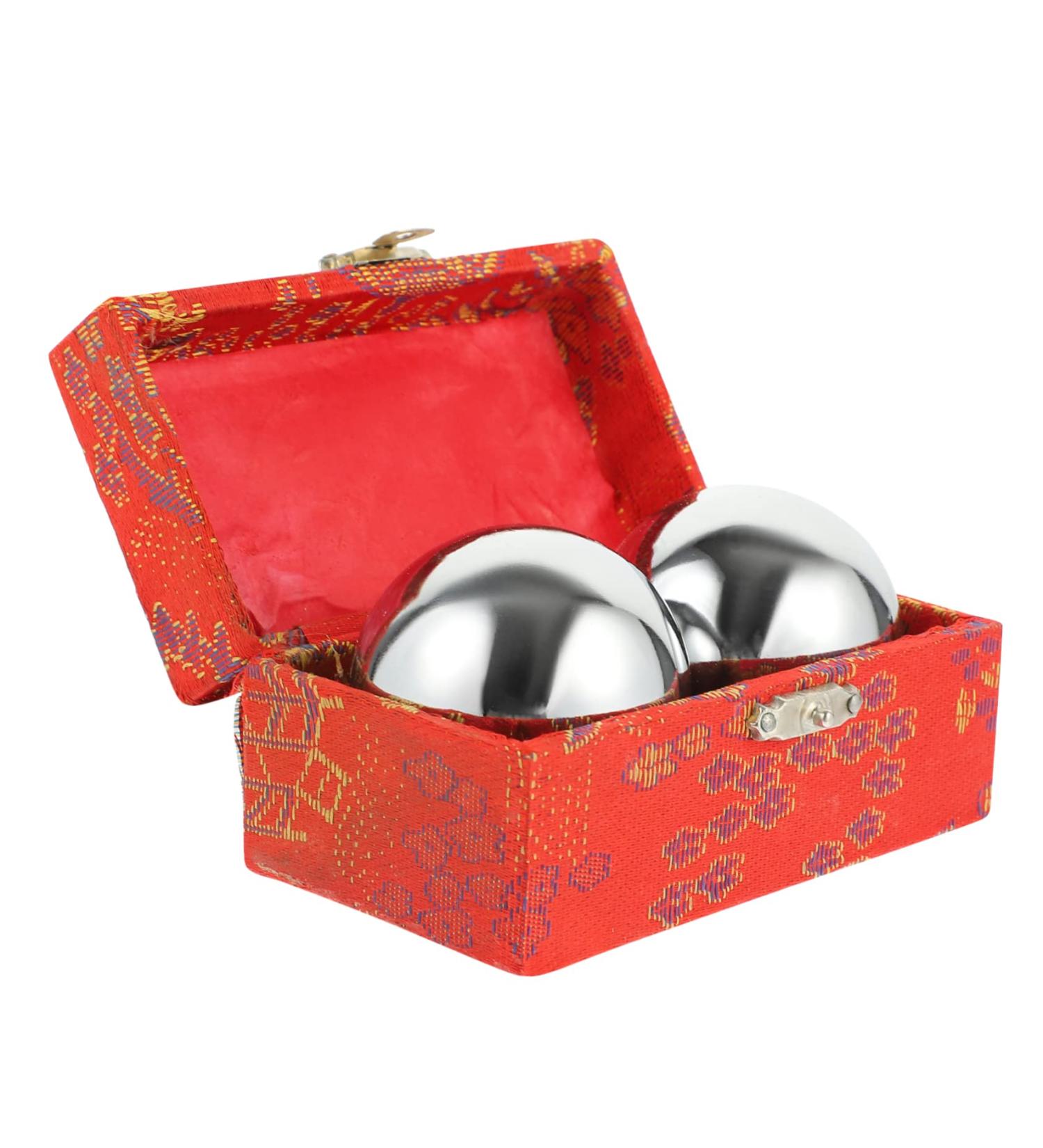 Buy Besportble Baoding Balls Set - Chinese Hand Massage & Exercise Training Balls - Metal Health Care Box - 5x5x5cm Silver - International Shipping Available - Buy Online on GoSupps.com