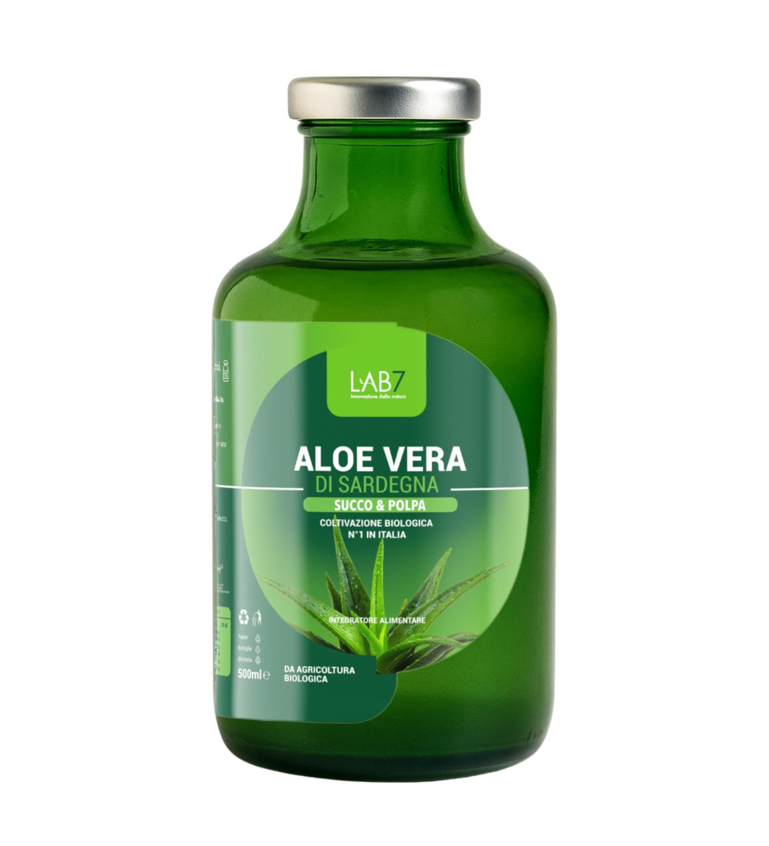  Lab7 LAB7 Pure Aloe Vera Juice from Sardinia - 500ml - Glass Bottle - Unfiltered Unpasteurized 1 item - Buy Online on GoSupps.com