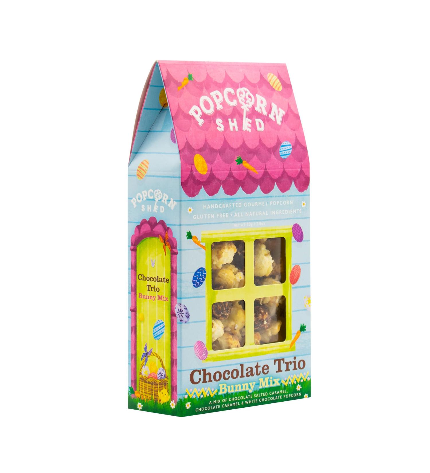 Popcorn Shed Chocolate Trio Gourmet Popcorn 80g Gift Box Alternative Easter Snack Triple Chocolate Popcorn Easter Bunny Design Vegetarian Gluten Free - Buy Online on GoSupps.com