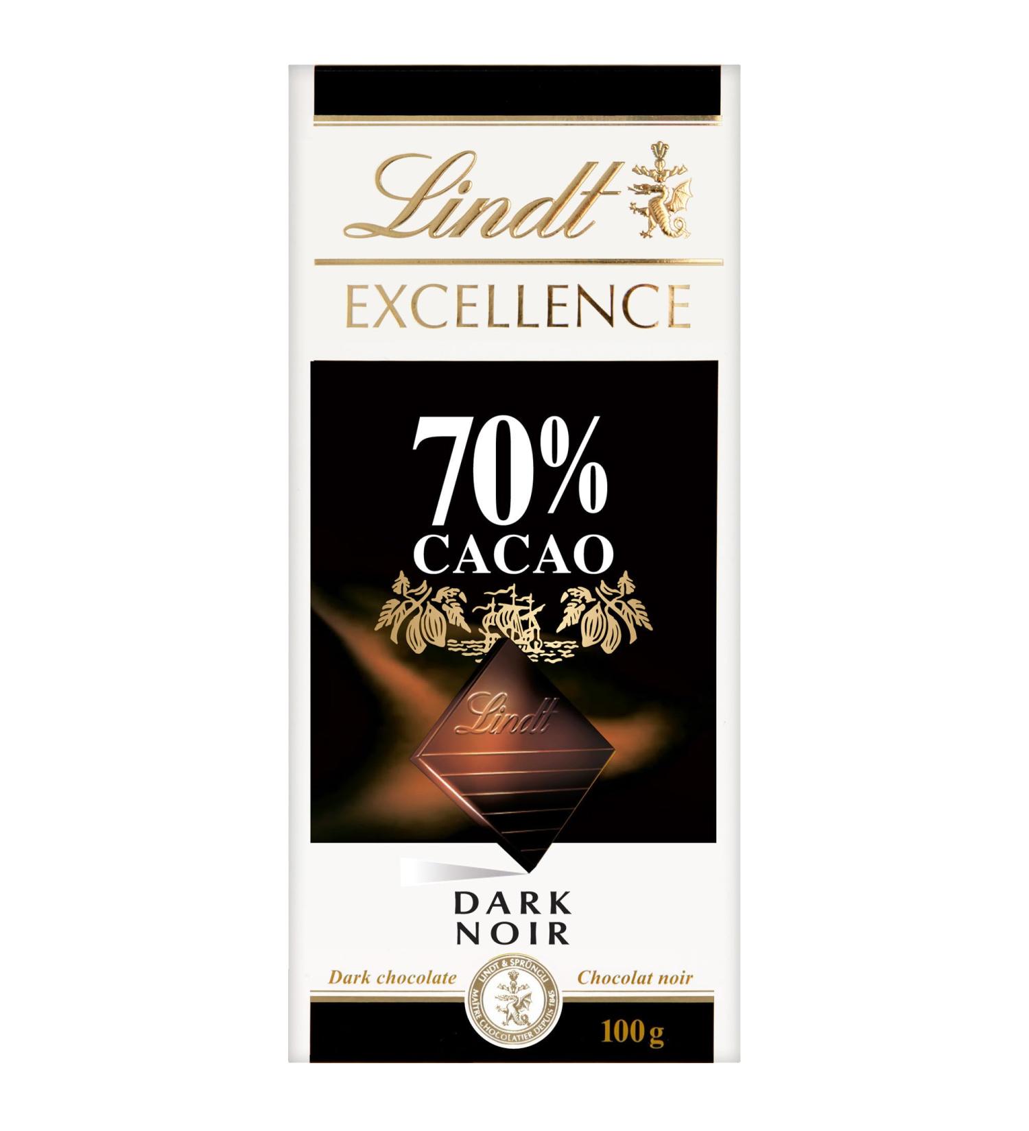 Lindt EXCELLENCE 70% Cacao Dark Chocolate Bar 100 Grams - Buy Online on GoSupps.com