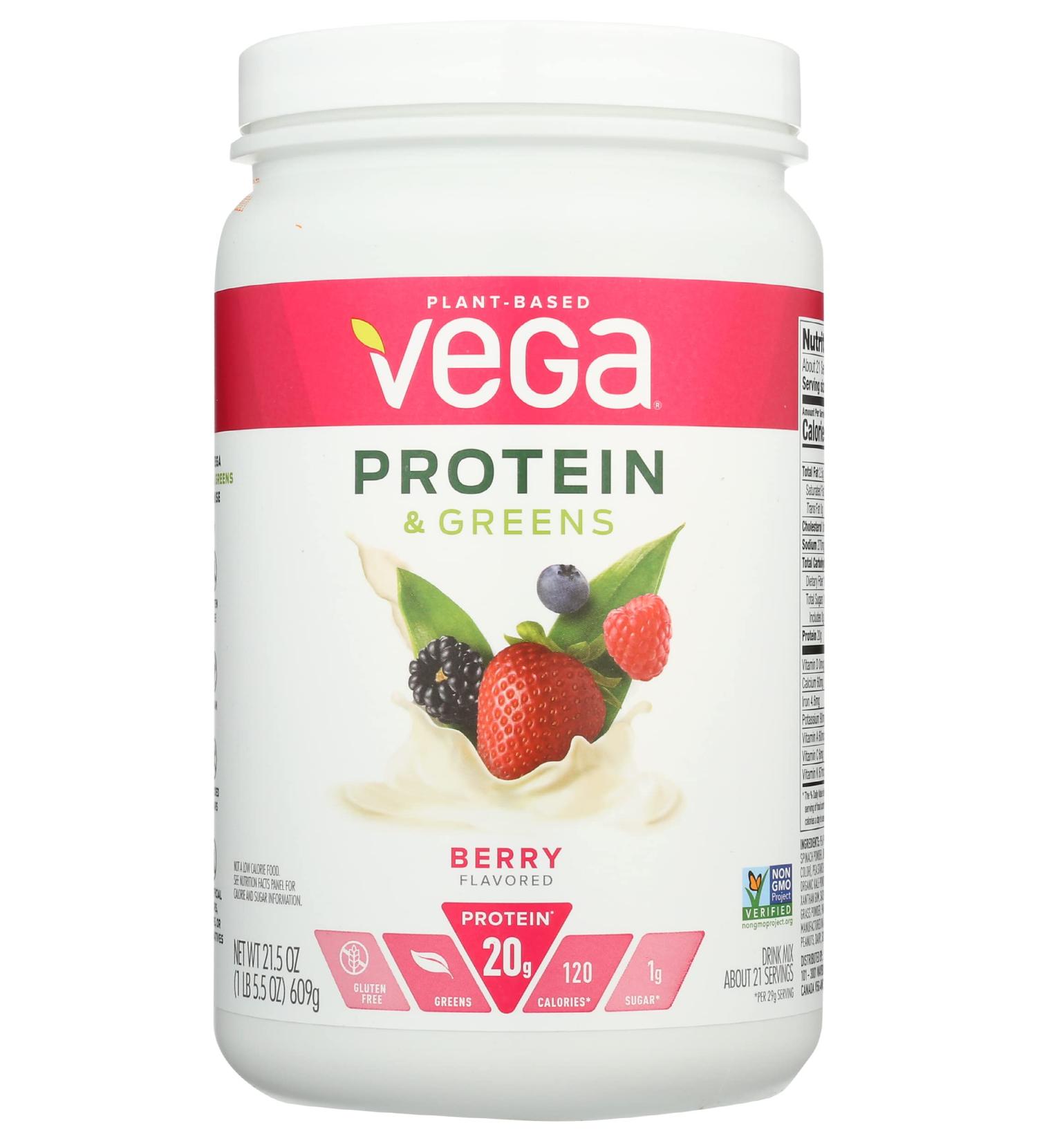 Vega Protein & Greens Berry - 20g Vegan Protein Powder | Low Carb Keto Gluten Free Non-GMO | Plant-Based Pea Protein for Men & Women - Buy Online on GoSupps.com