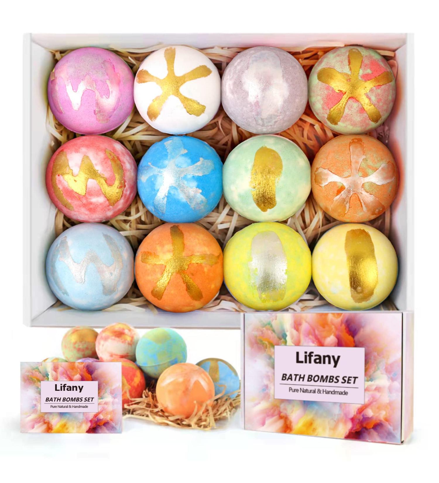 Lifany Bath Bomb Gift Set - 12PCs for Bubble & Spa Bath - Perfect Gift for Birthday, Valentines, Mothers Day & Christmas - Buy Online on GoSupps.com