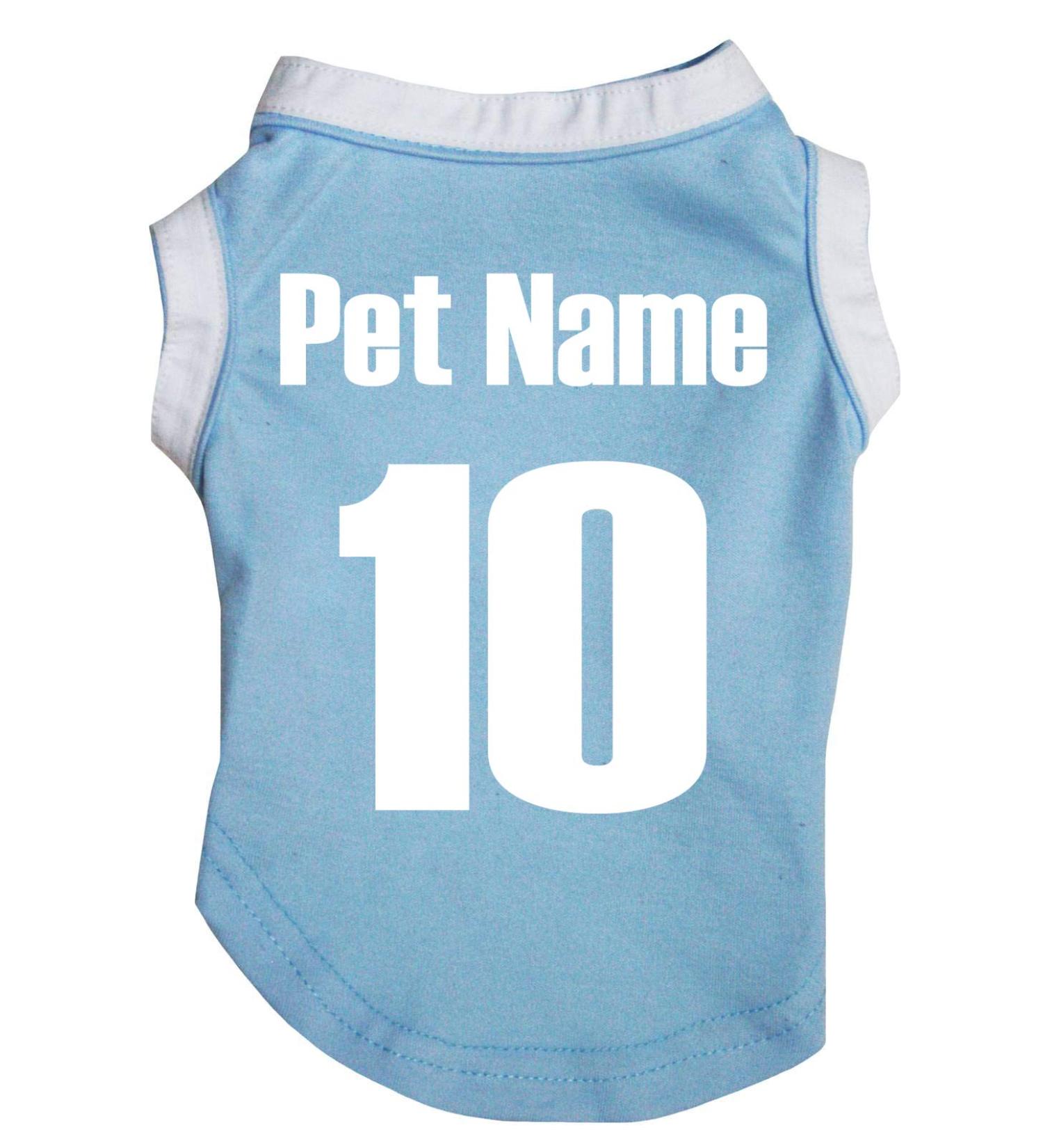 Petitebelle Puppy Clothes Dogs National 10 Cotton Jersey Customizable Blue Medium