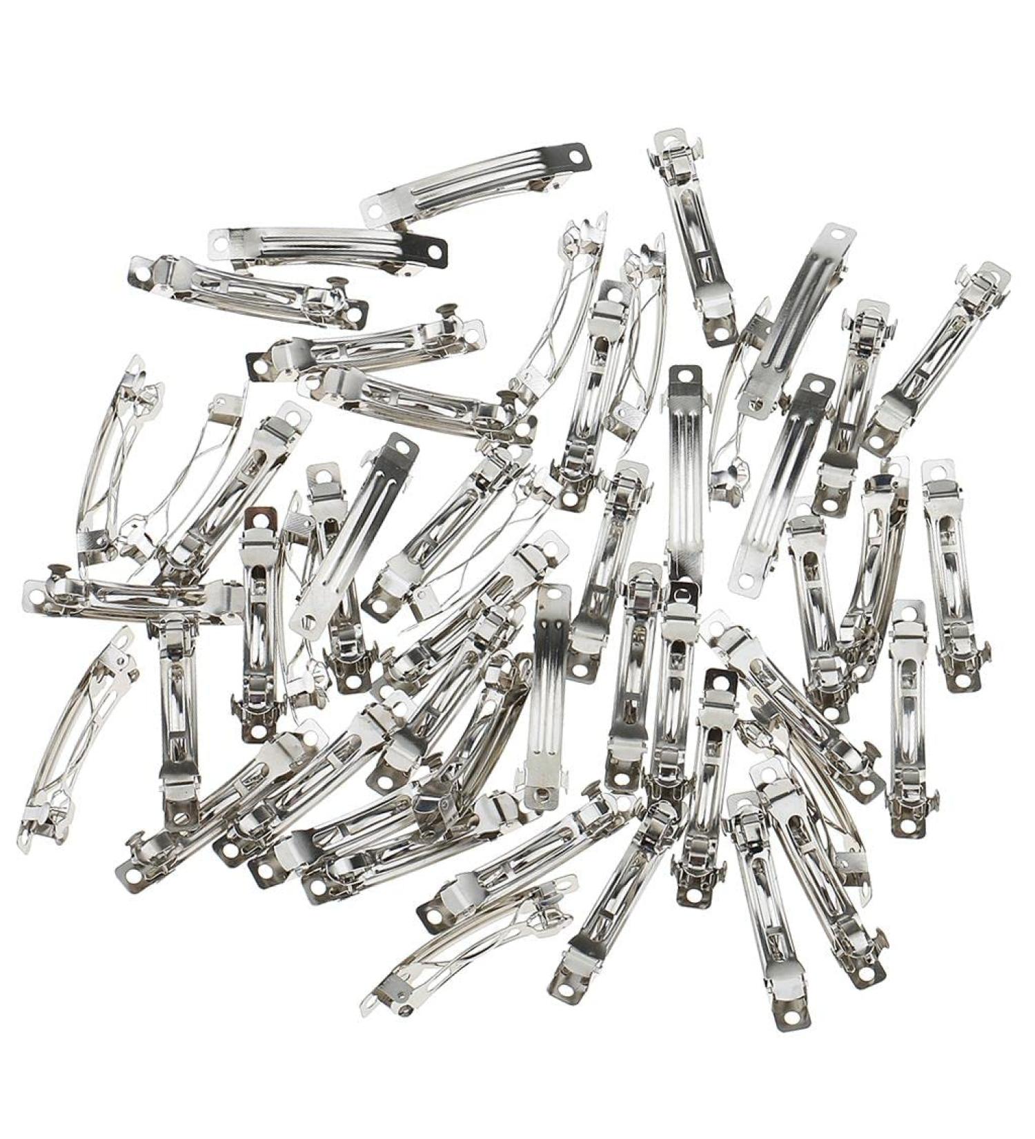 50 Pieces Retro Sliver Blank French Barrettes Hair Clips Craft Ribbon Bow DIY Elastic Tool - 7 x 50mm - Buy Online on GoSupps.com