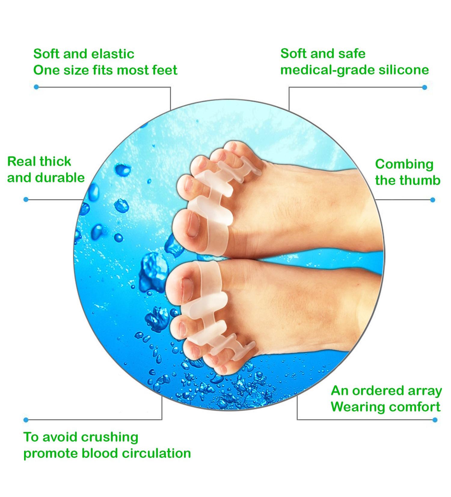 Beanion Toe Separators - Pedicure Bunion Correctors & Heel Protectors for Plantar Fasciitis & Hammer Toe - Stretchy Design for Runners & Yogis - White - Buy Online on GoSupps.com