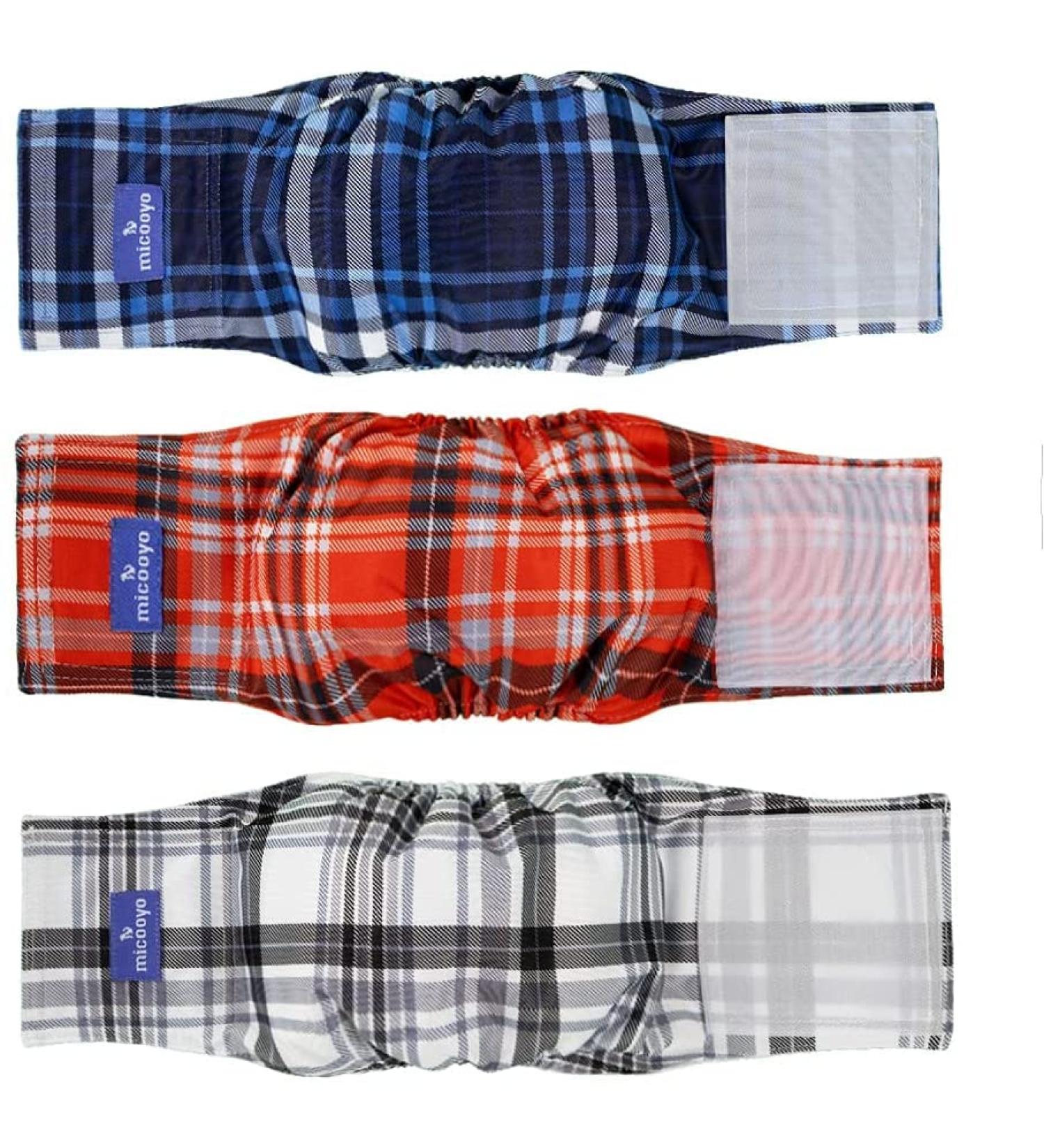 Buy Micoooyo Washable Belly Bands for Male Dogs | Reusable Dog Diapers | Adjustable Suctionable Wrap - XSmall 3-Pack (Red Blue Gray) - Fits Newborns 17.8-22.8cm Waist - Buy Online on GoSupps.com