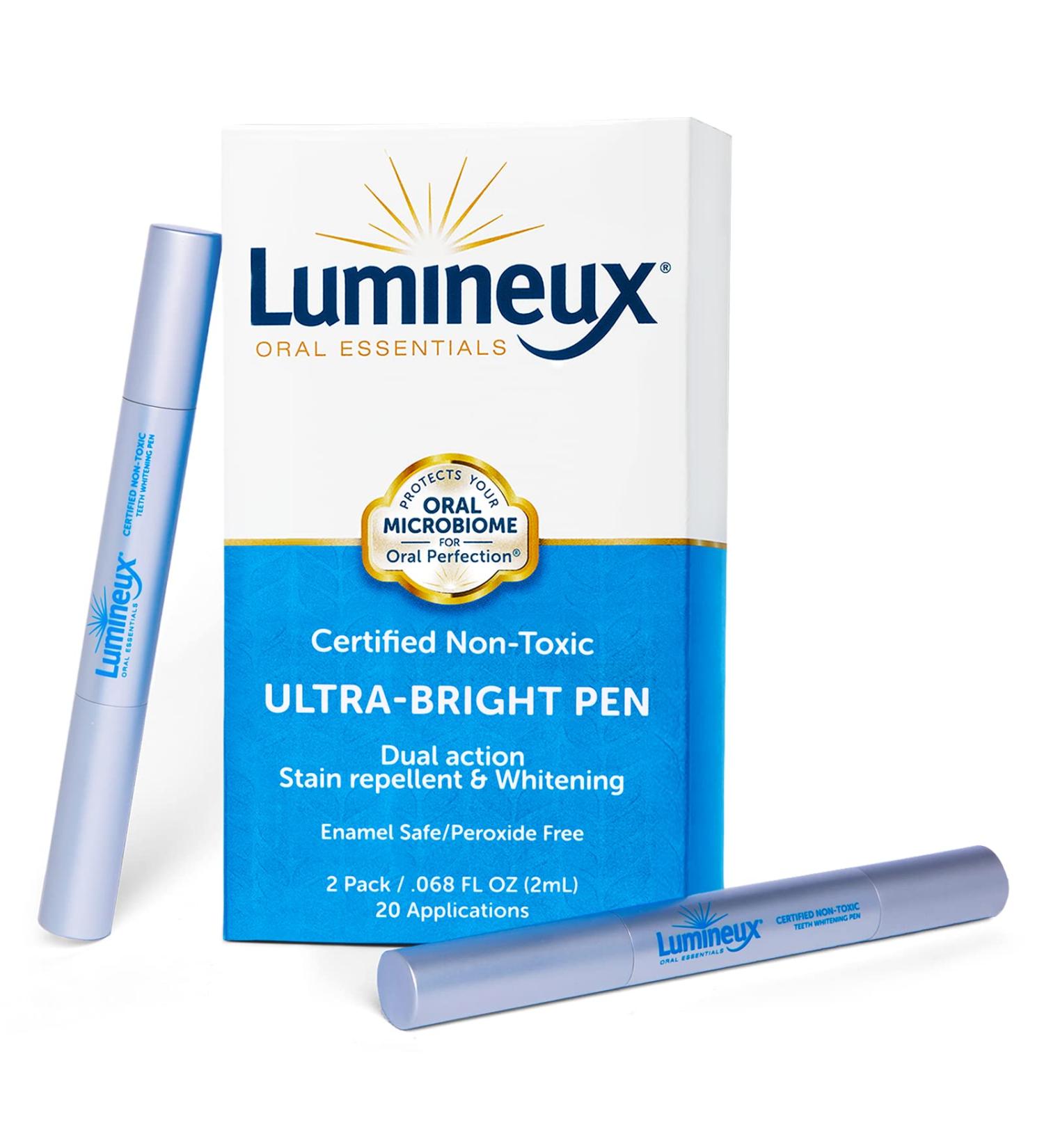 Lumineux Bright Pen 2-Pack - Enamel Safe Whitening for Whiter Teeth - Dual Action Stain Repellant & Whitener - Dentist Formulated - Non-Toxic & Travel-Friendly - Buy Online on GoSupps.com