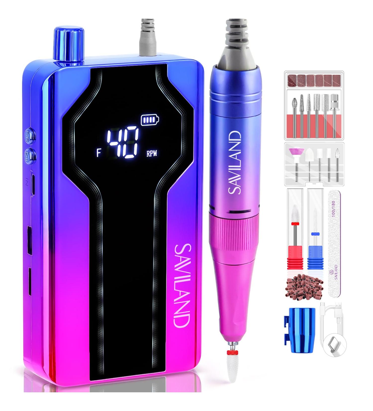 Saviland Professional Electric Nail Drill Kit - 40000RPM Nail Files - Purple Blue Gradient - Buy Online on GoSupps.com