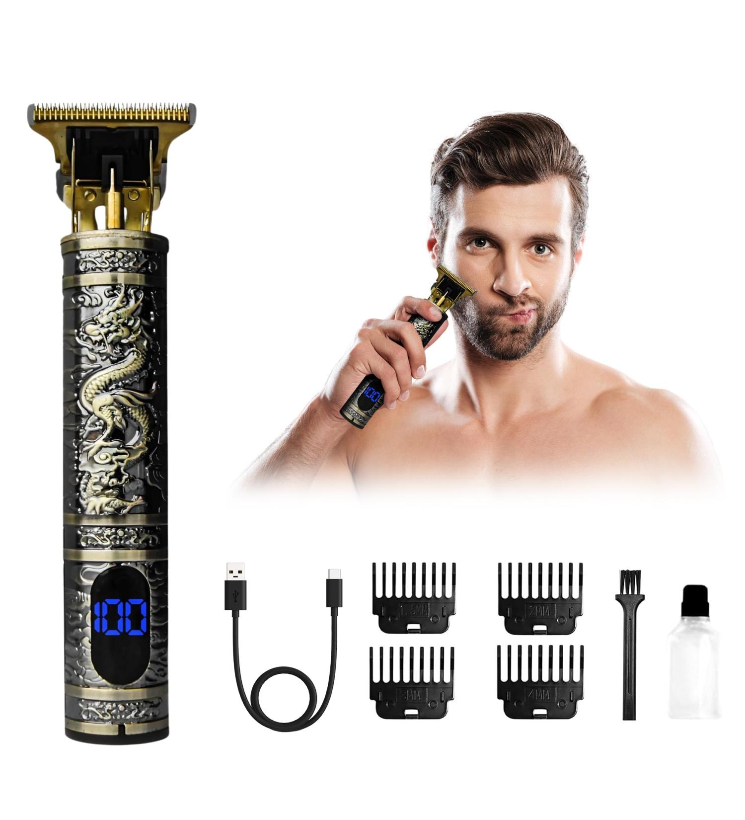 Hair Clippers Professional Beard Trimmer Men Cordless Self Hair Trimmer Smooth Clipping Rechargeable 1600mah Battery LED Screen and T-Shaped Blade-Grooming Baldheaded Sharp Shaver Gifts for Men Gold - Buy Online on GoSupps.com