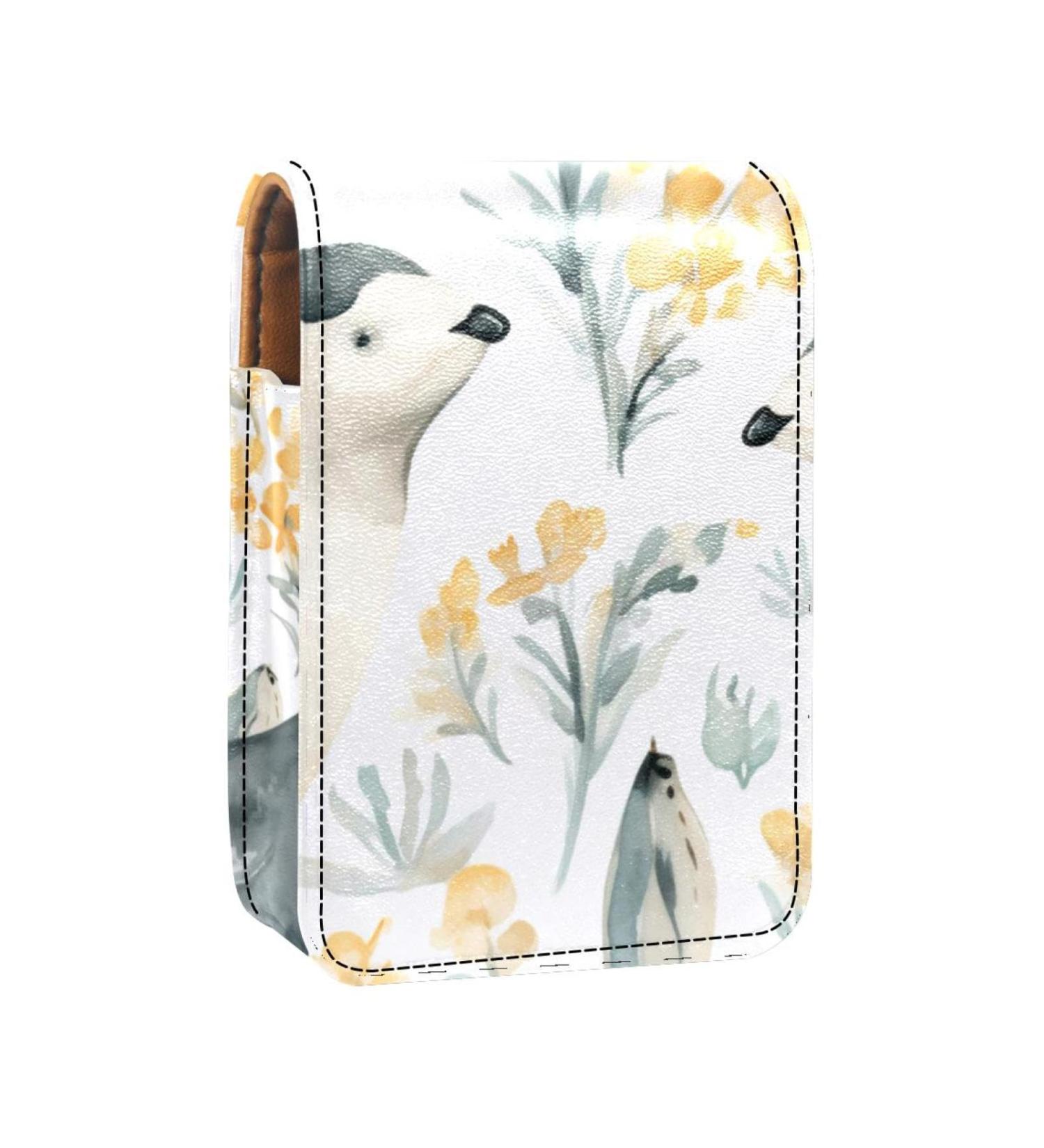Travel Lipstick Organizer Case | Portable Makeup Bag with Mirror | Cute Animal Bear Flower Pattern - Buy Online on GoSupps.com