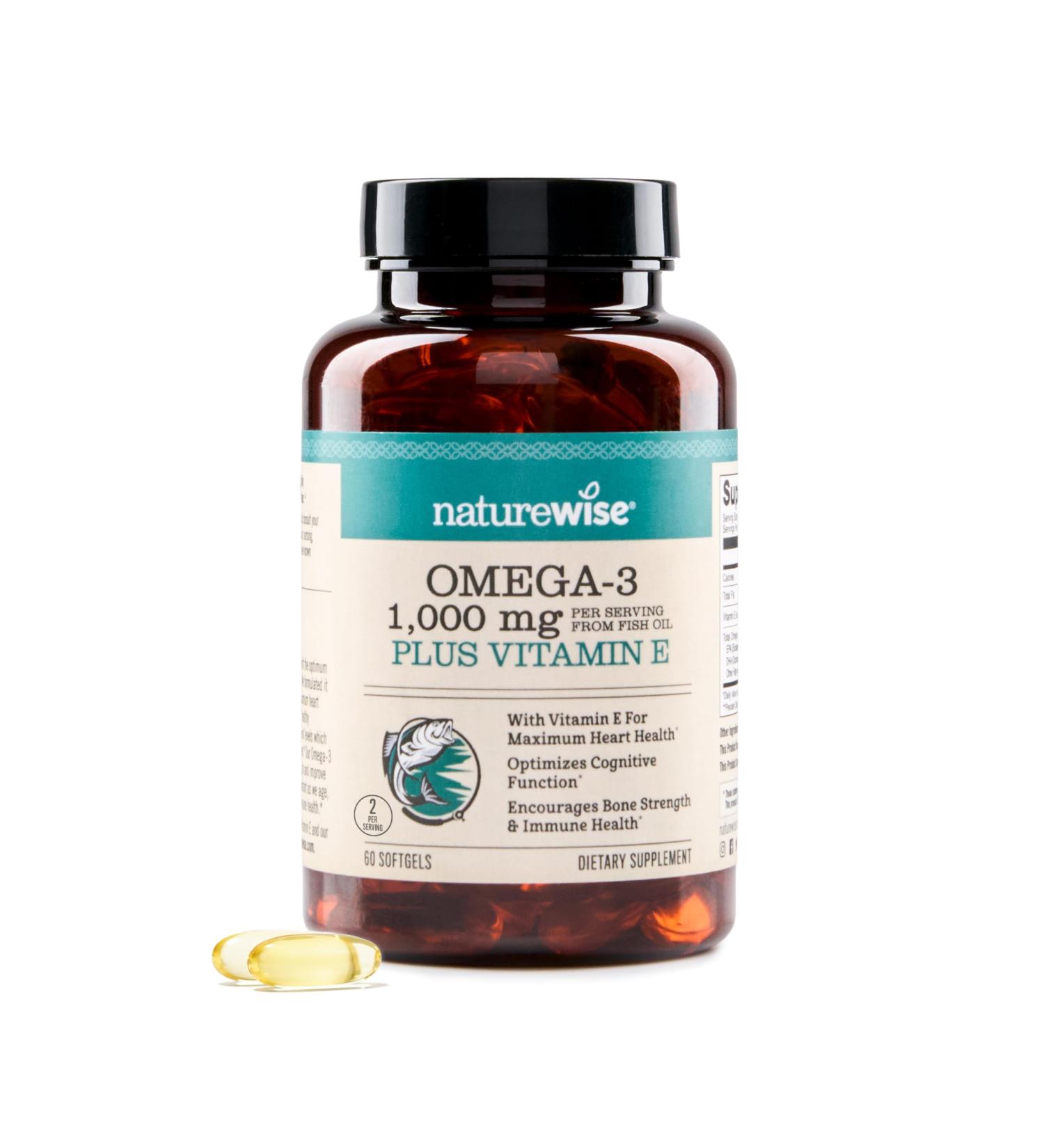 NatureWise Extra-Strength Omega 3 Fish Oil Supplement - 1000mg per Serving - 600 EPA & 400 DHA and Vitamin E - Support for Heart & Brain Health - Lemon Flavor GMO-Free - 60 Softgels 1-Month Supply 60 Count (Pack of 1) Ome  - Buy Online on GoSupps.com
